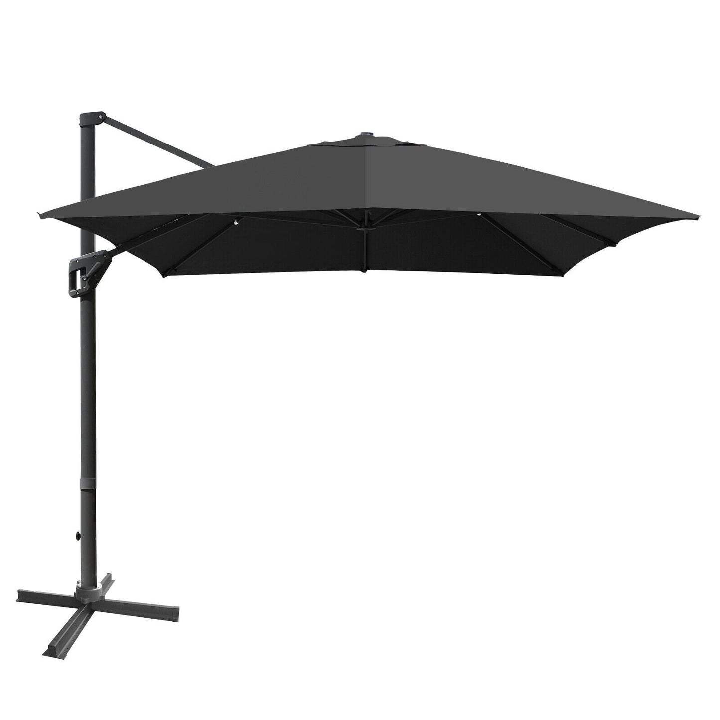 10 x13 Feet Rectangular Cantilever Umbrella with 360° Rotation Function-Gray