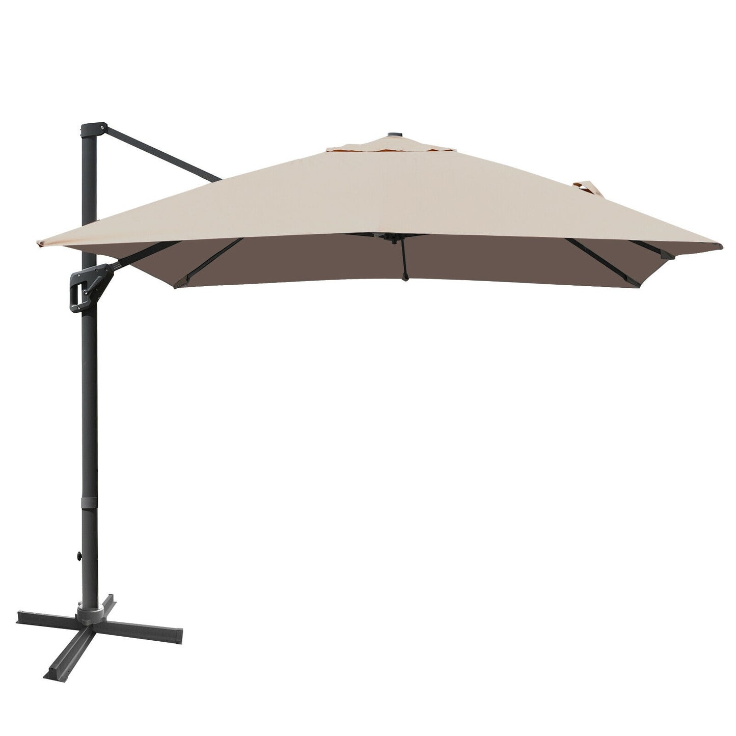 10 x13 Feet Rectangular Cantilever Umbrella with 360° Rotation Function-Coffee
