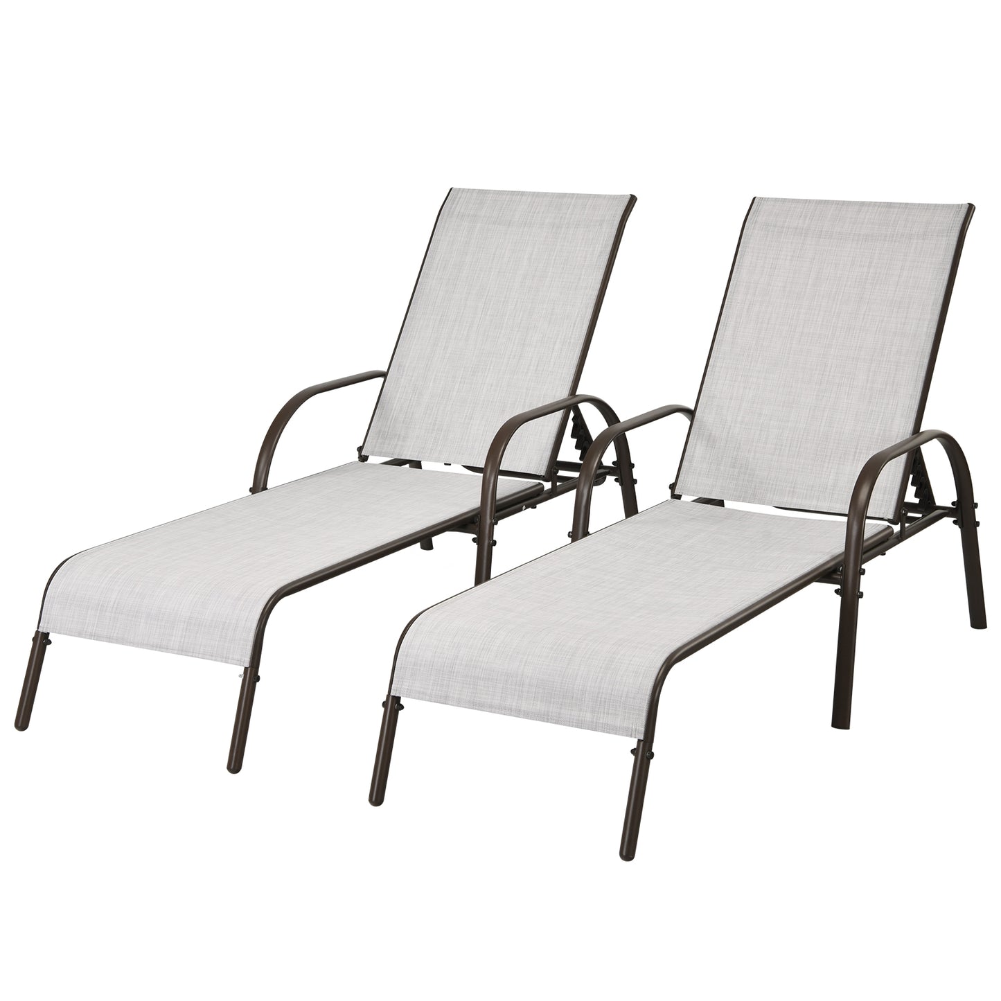 Adjustable Patio Chaise Outdoor Folding Lounge Chair with Adjustable Backrest-Gray
