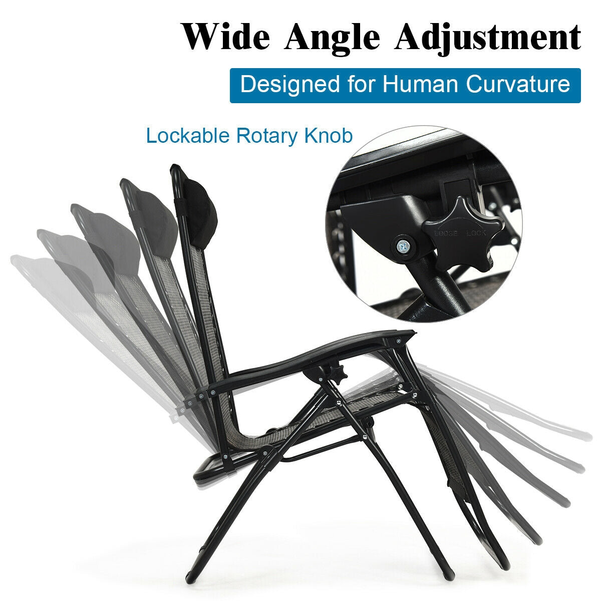 2 Pieces Folding Patio Rattan Zero Gravity Lounge Chair-Coffee