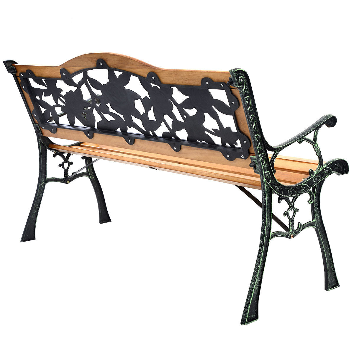Outdoor Cast Iron Patio Bench Rose