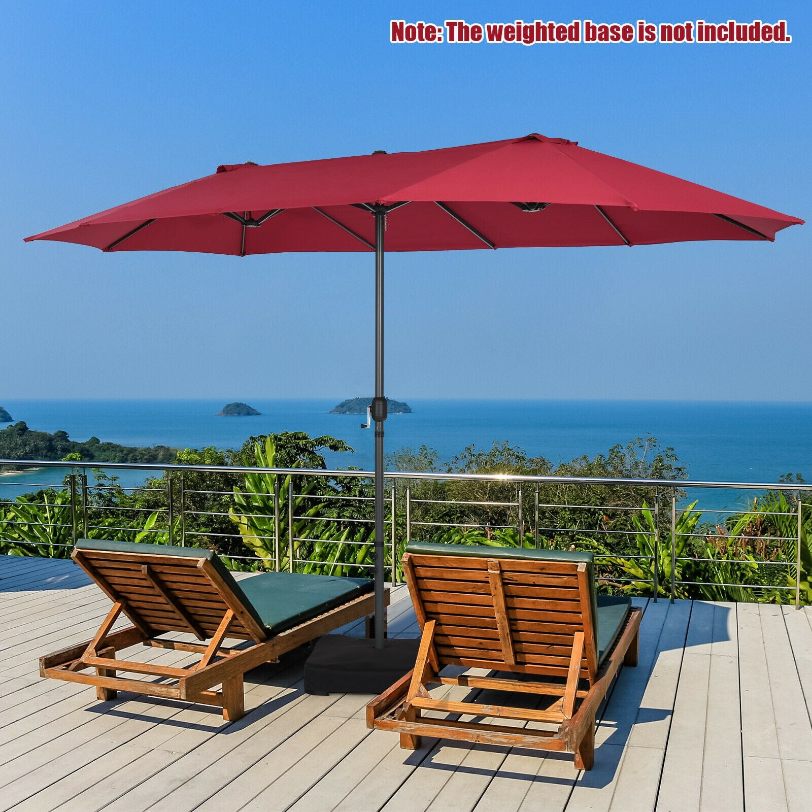 15 feet patio umbrella 15 Feet Patio Double-Sided Umbrella with Hand-Crank System-Dark Red – LUV MY PATIO