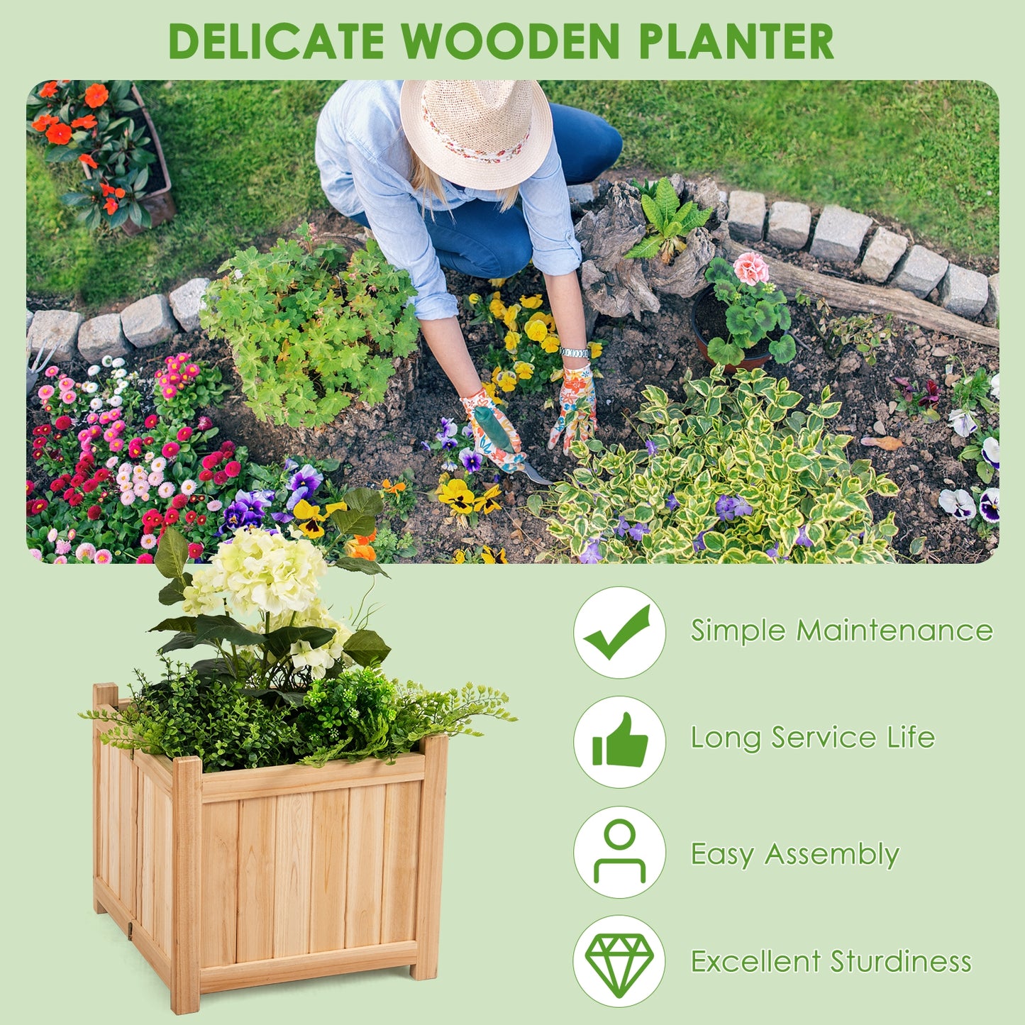 Foldable Flower Bed with Drainage Hole and Base