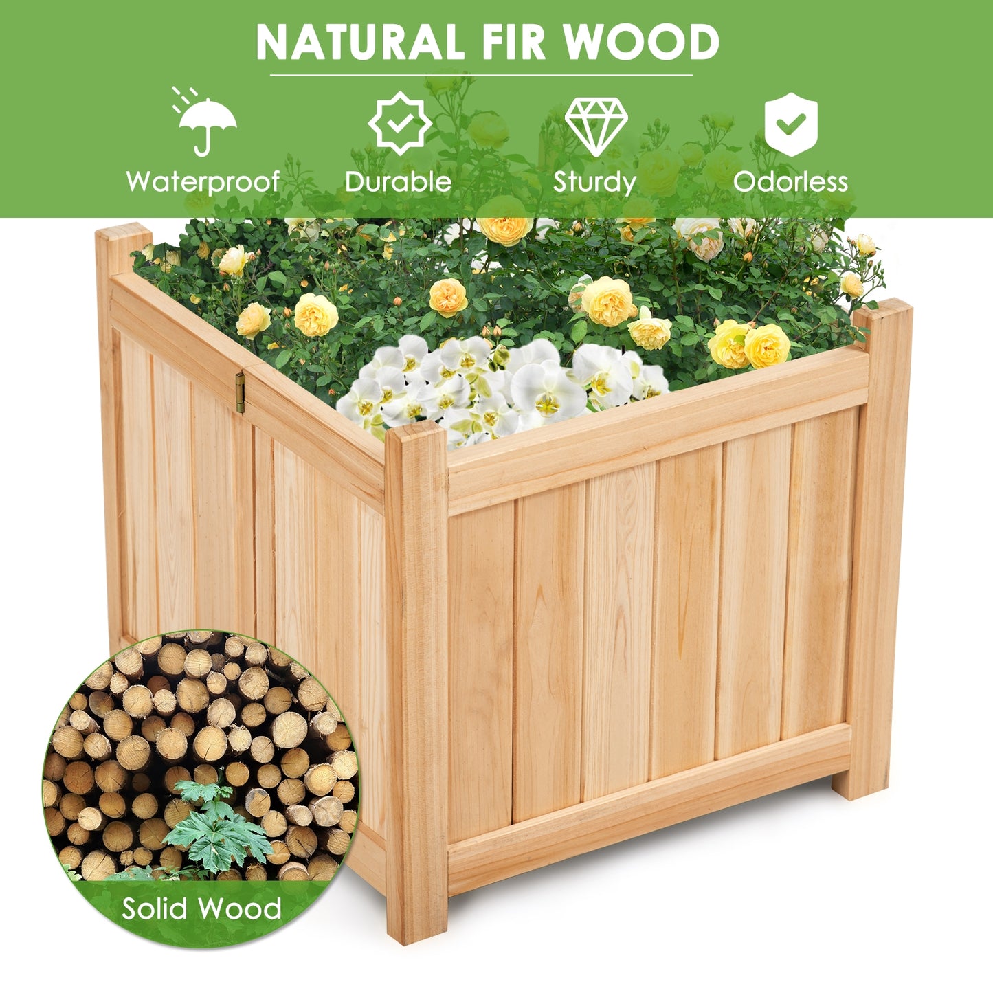 Foldable Flower Bed with Drainage Hole and Base