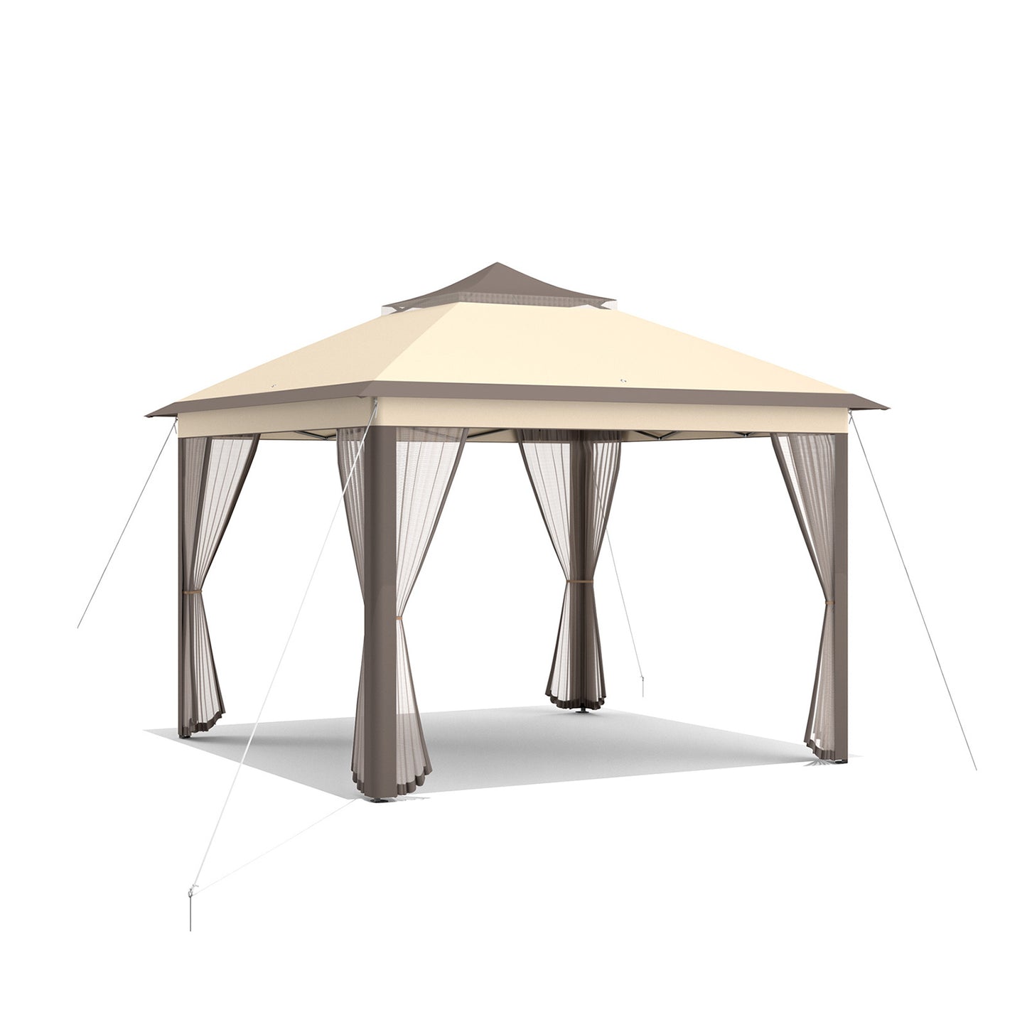 2-Tier 11 x 11 Feet Pop-Up Gazebo Tent Portable Canopy Shelter Carry Bag Mesh