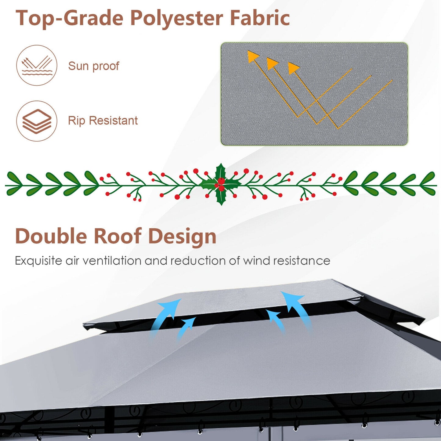 10 Feet x 13 Feet Tent Canopy Shelter with Removable Netting Sidewall-Gray