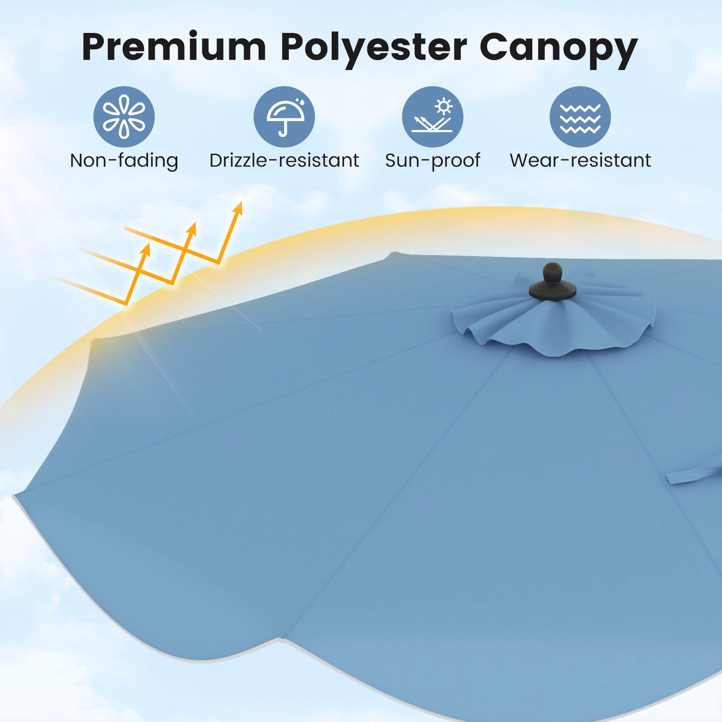 9 FT Patio Umbrella with Crank Handle and Push Button Tilt-Navy
