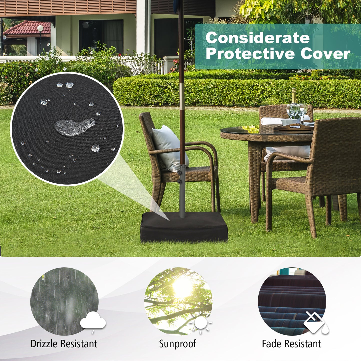 Fillable Umbrella Base with 2 Sandbags and Dust-proof Cover