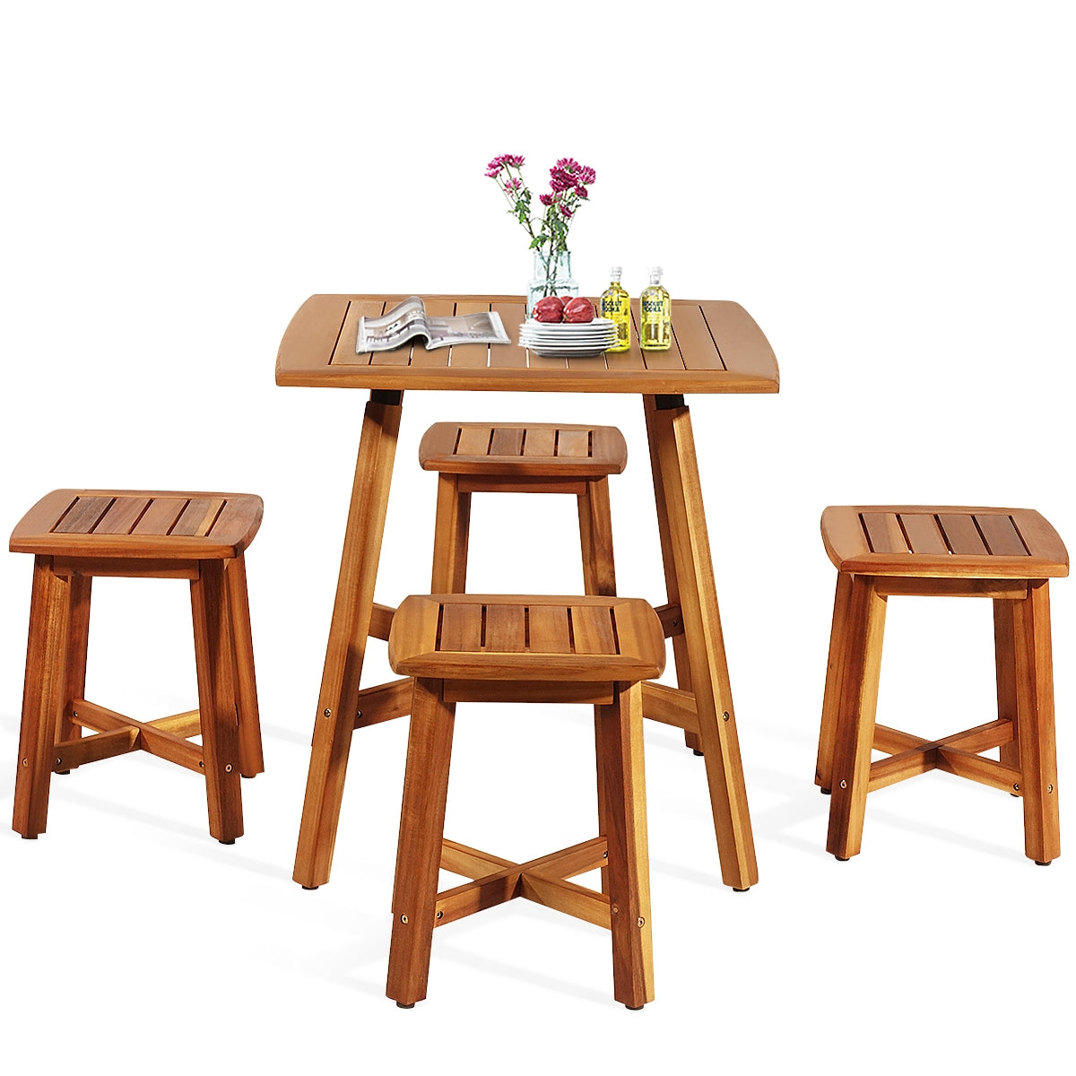 5 Pieces Acacia Patio Dining Set