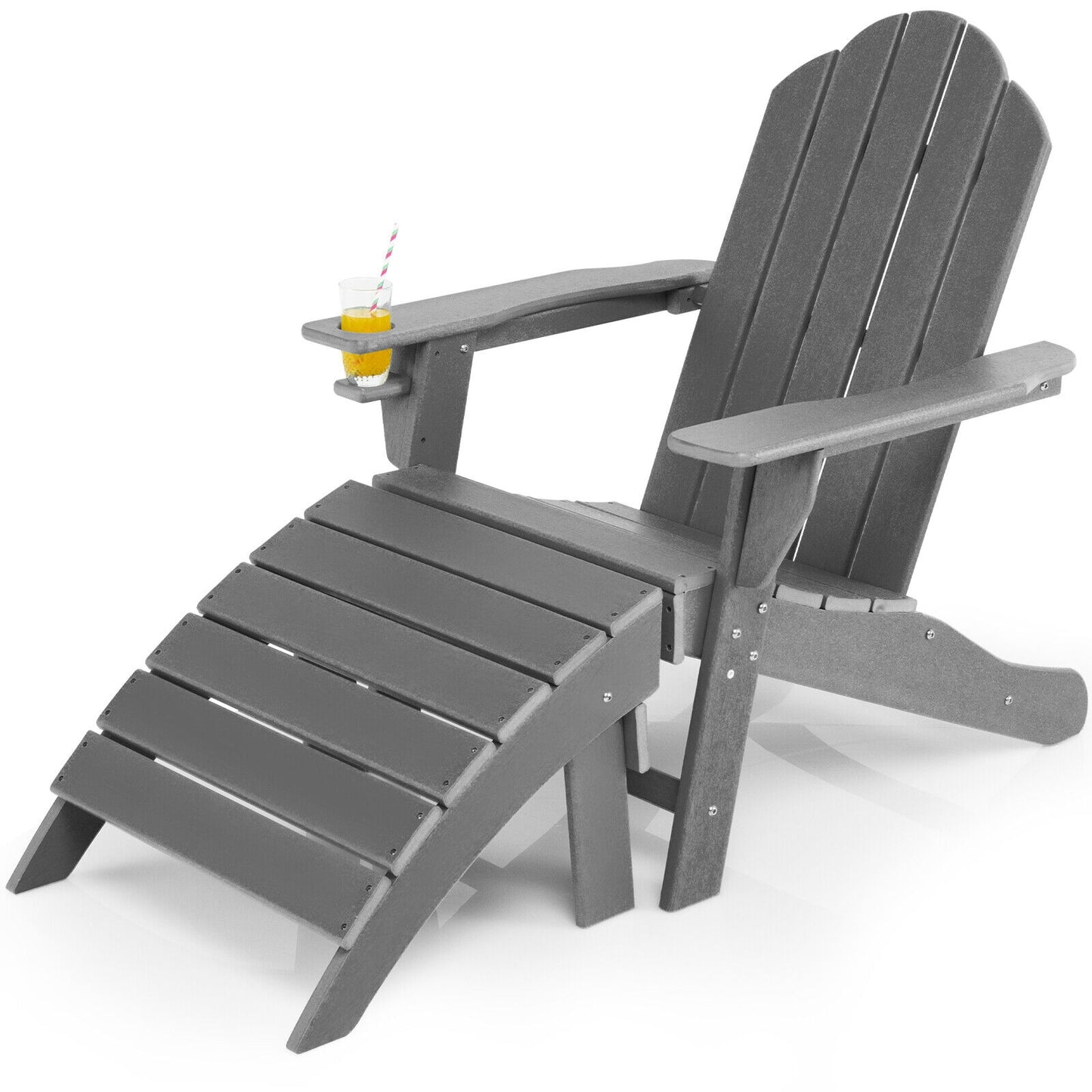 Adirondack Folding Ottoman with All Weather HDPE-Gray