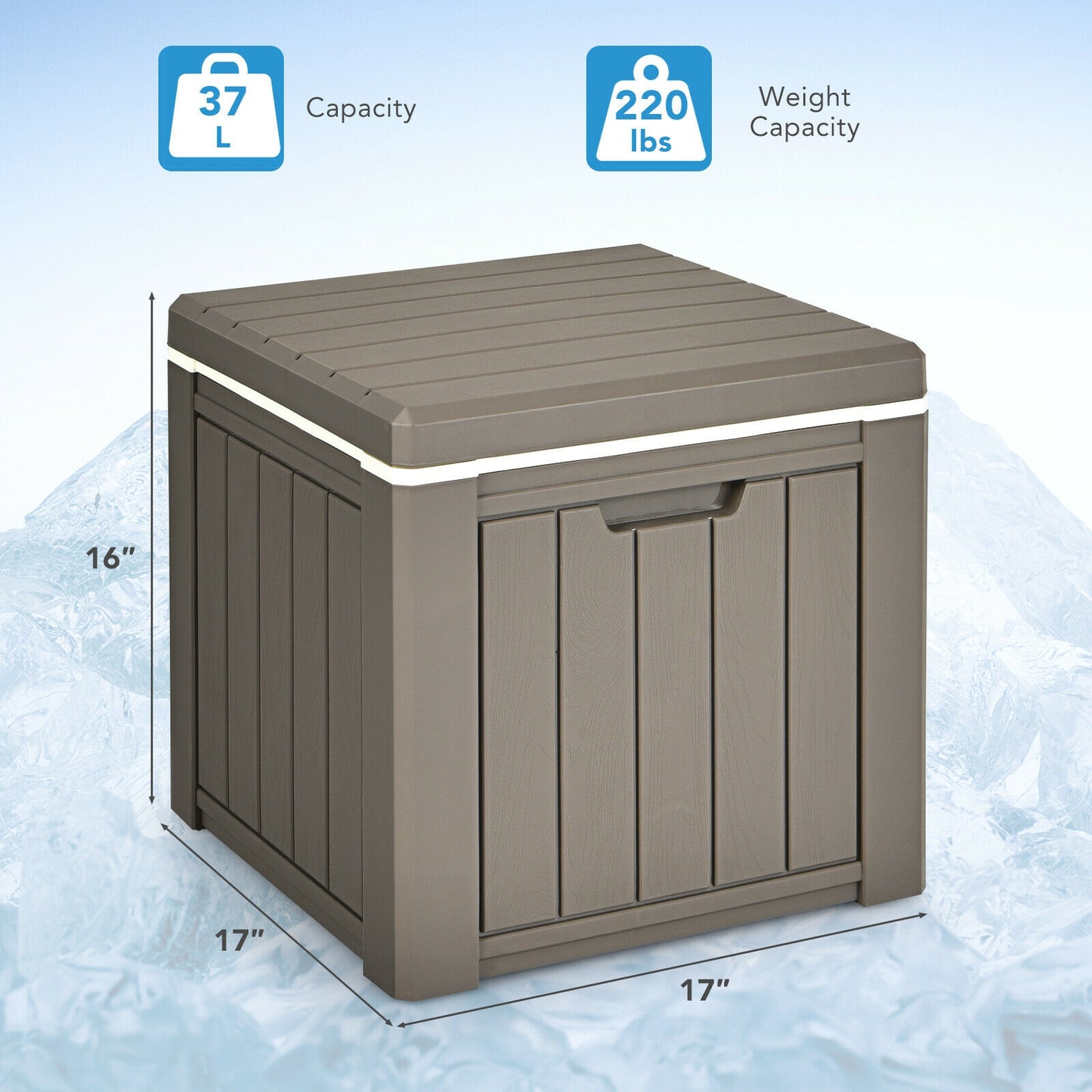 10 Gallon Storage Cooler for Picnic and Outdoor Activities-Brown