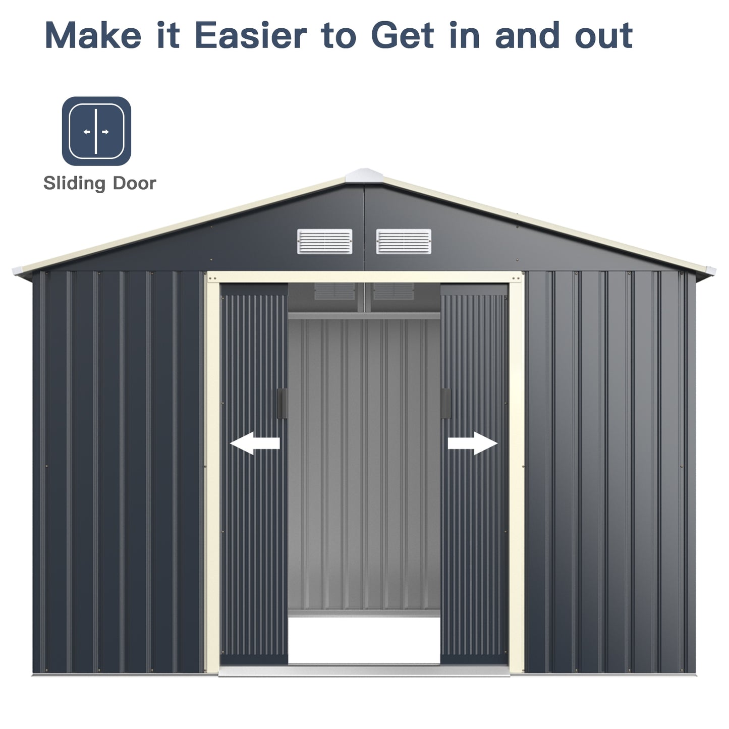 9 x 6 Feet Metal Storage Shed for Garden and Tools-Gray