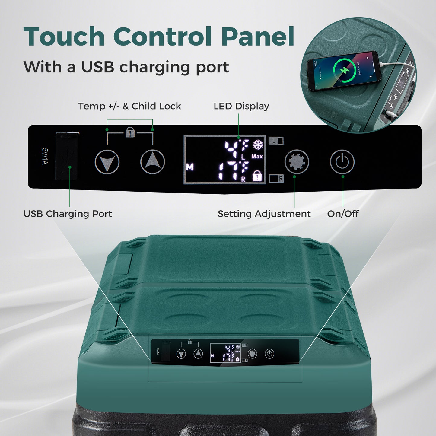 Dual Zone 12V 42QT Car Refrigerator for Vehicles Camping Travel Truck RV Boat Outdoor and Home Use-Green