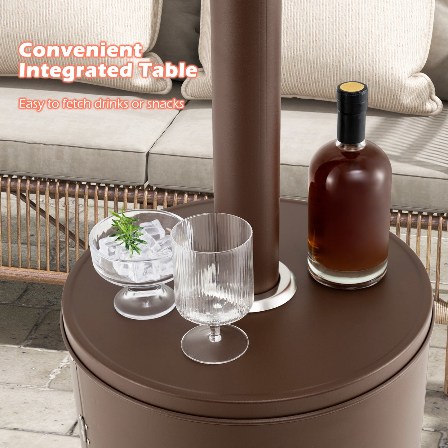 50000 BTU Propane Patio Heater with Round Table Design-Brown