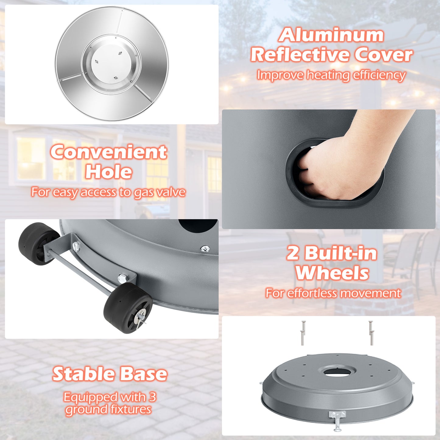 50000 BTU Propane Patio Heater with Round Table Design-Gray
