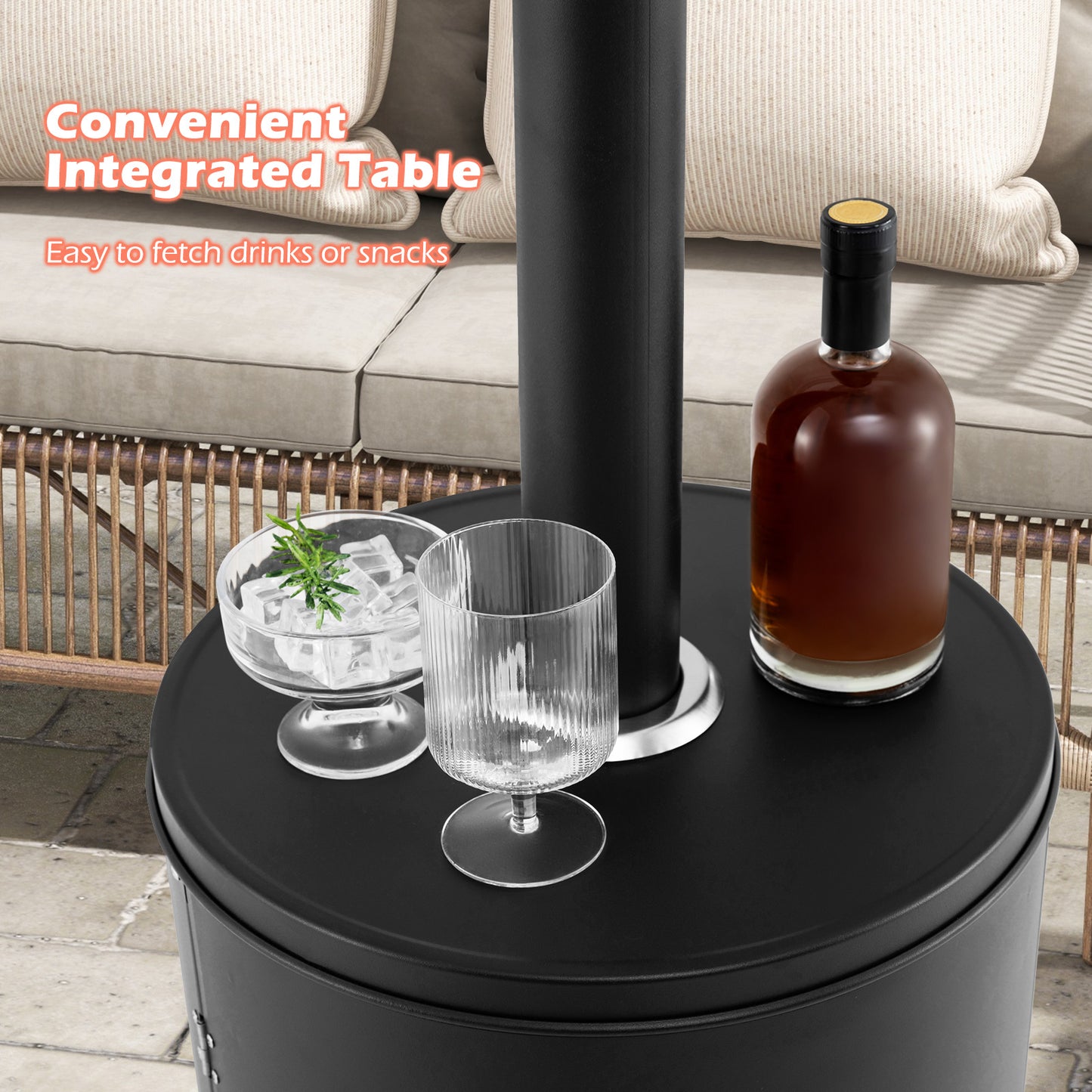50000 BTU Propane Patio Heater with Round Table Design-Black