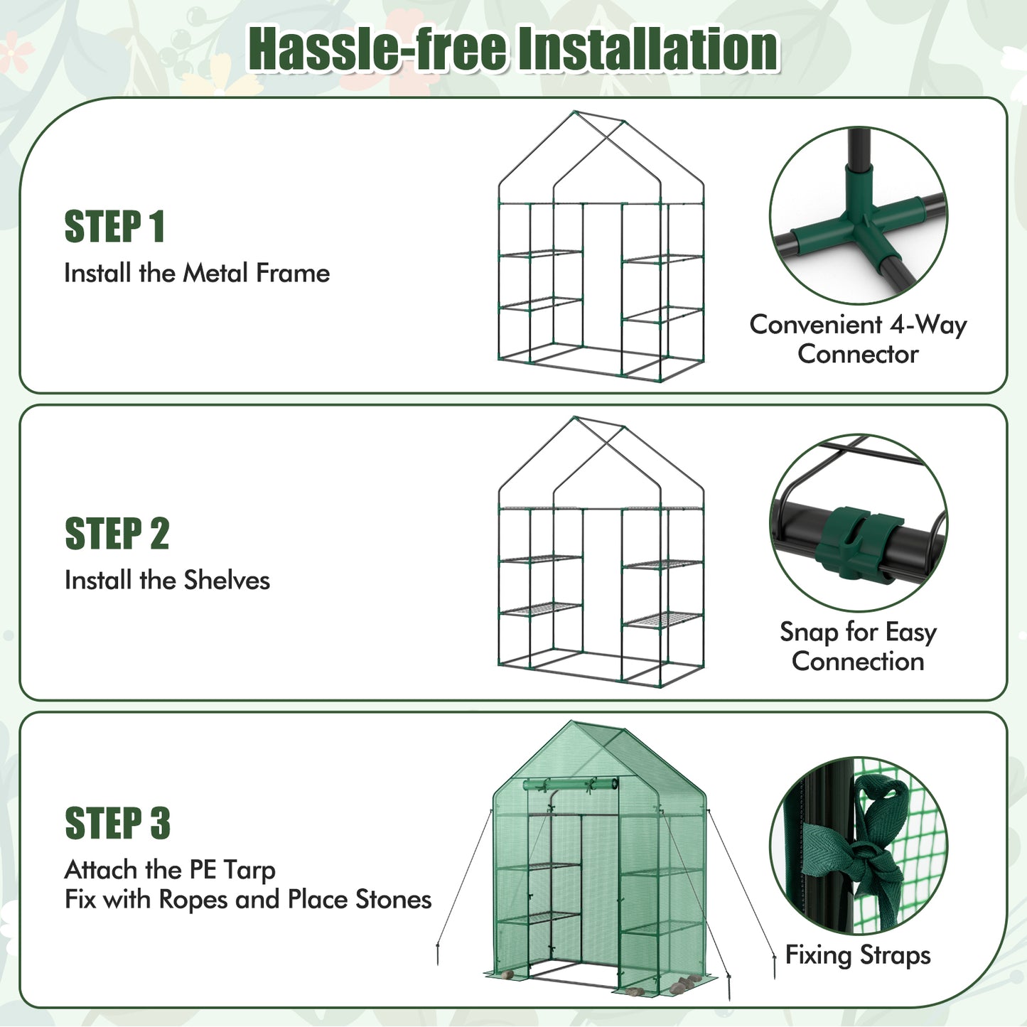 Mini Portable 4 Tier 8 Shelves Walk-in Plant Greenhouse