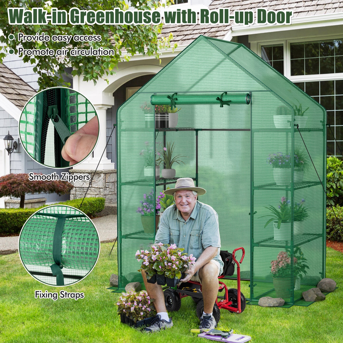 Mini Portable 4 Tier 8 Shelves Walk-in Plant Greenhouse