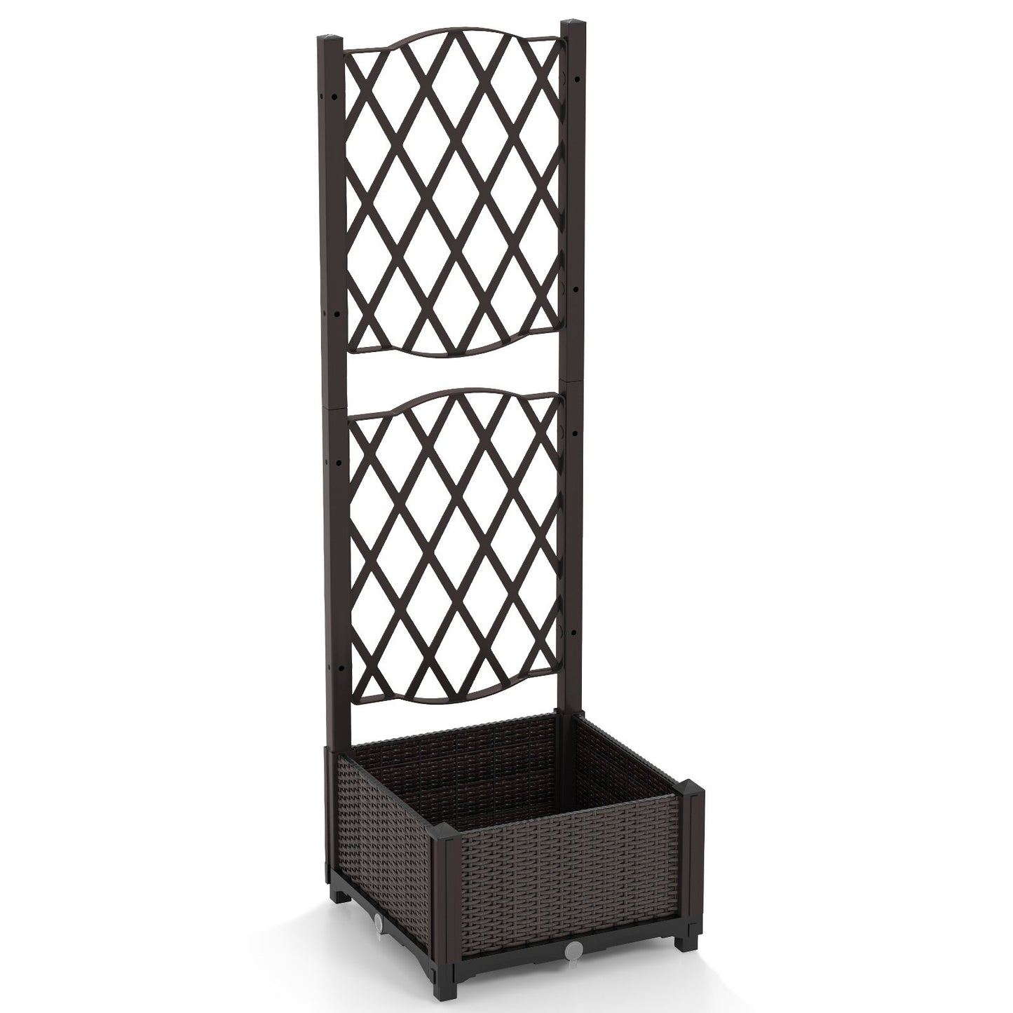 Raised Garden Bed with Trellis Planter Box for Climbing Plants-Coffee