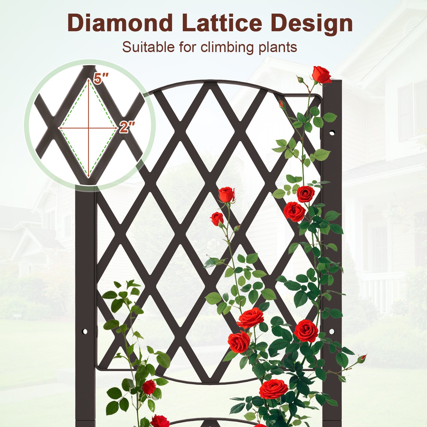 Raised Garden Bed with Trellis Planter Box for Climbing Plants-Coffee