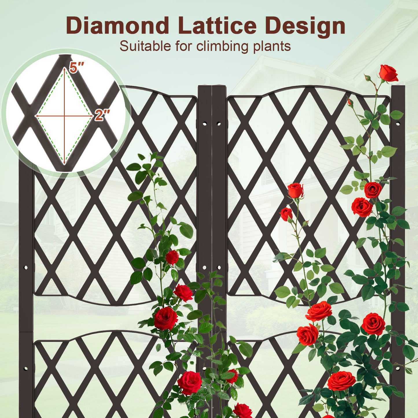 Raised Garden Bed with Trellis for Climbing Plants-Coffee
