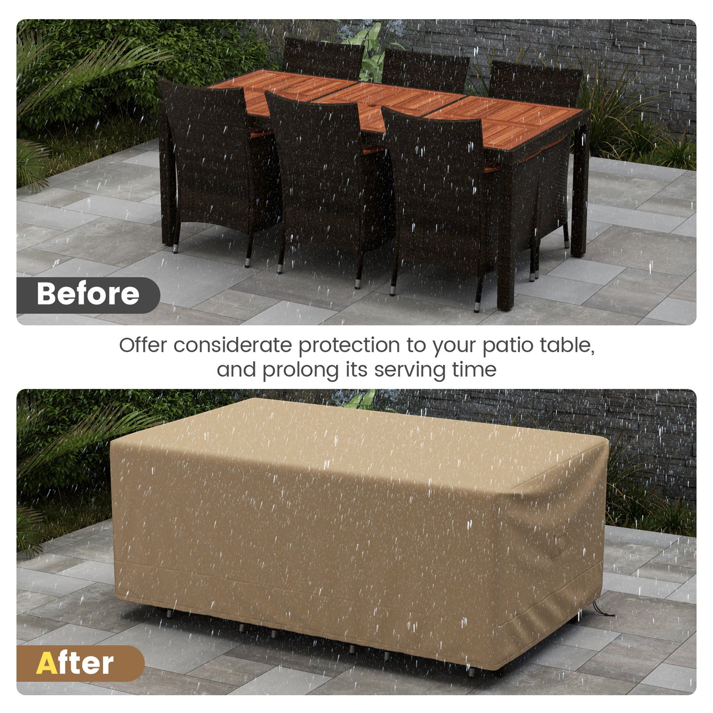 Patio Furniture Cover with Padded Handle and Click-Close Straps-90 x 50 x 32 inches