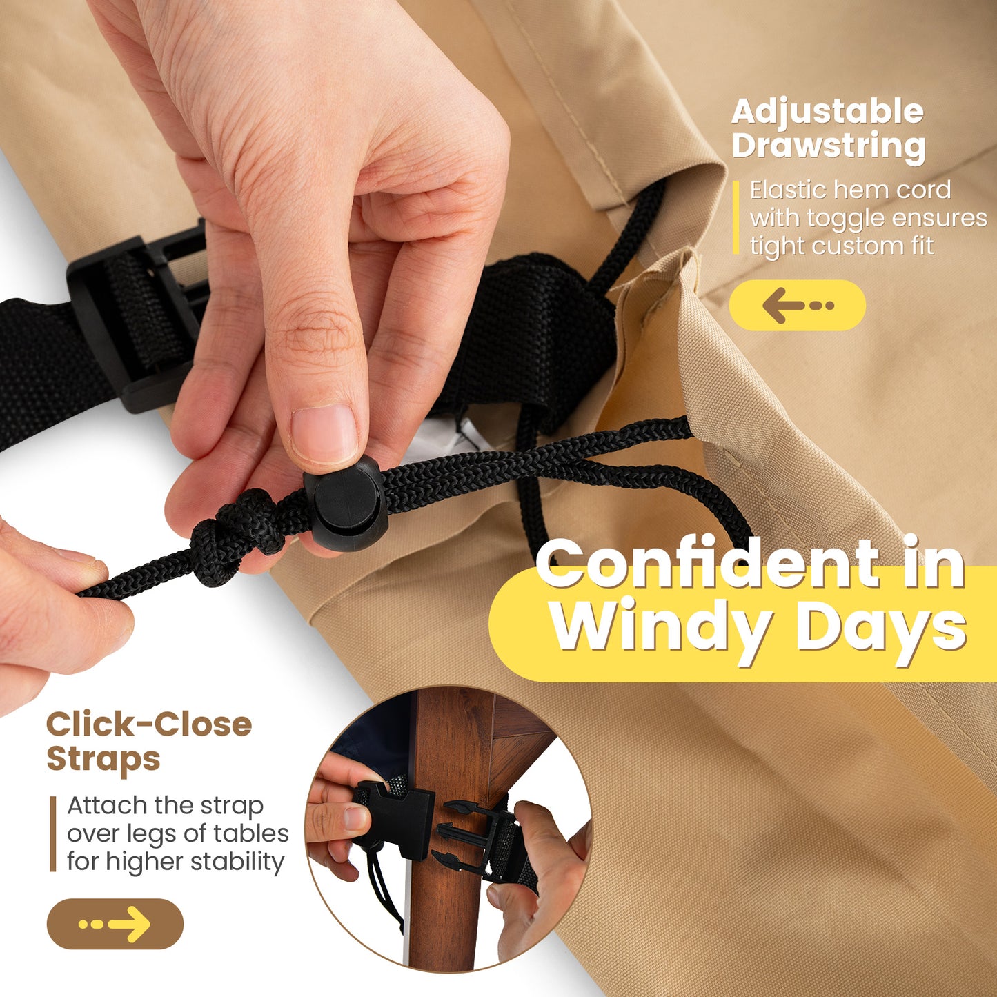 Patio Furniture Cover with Padded Handle and Click-Close Straps-90 x 50 x 32 inches