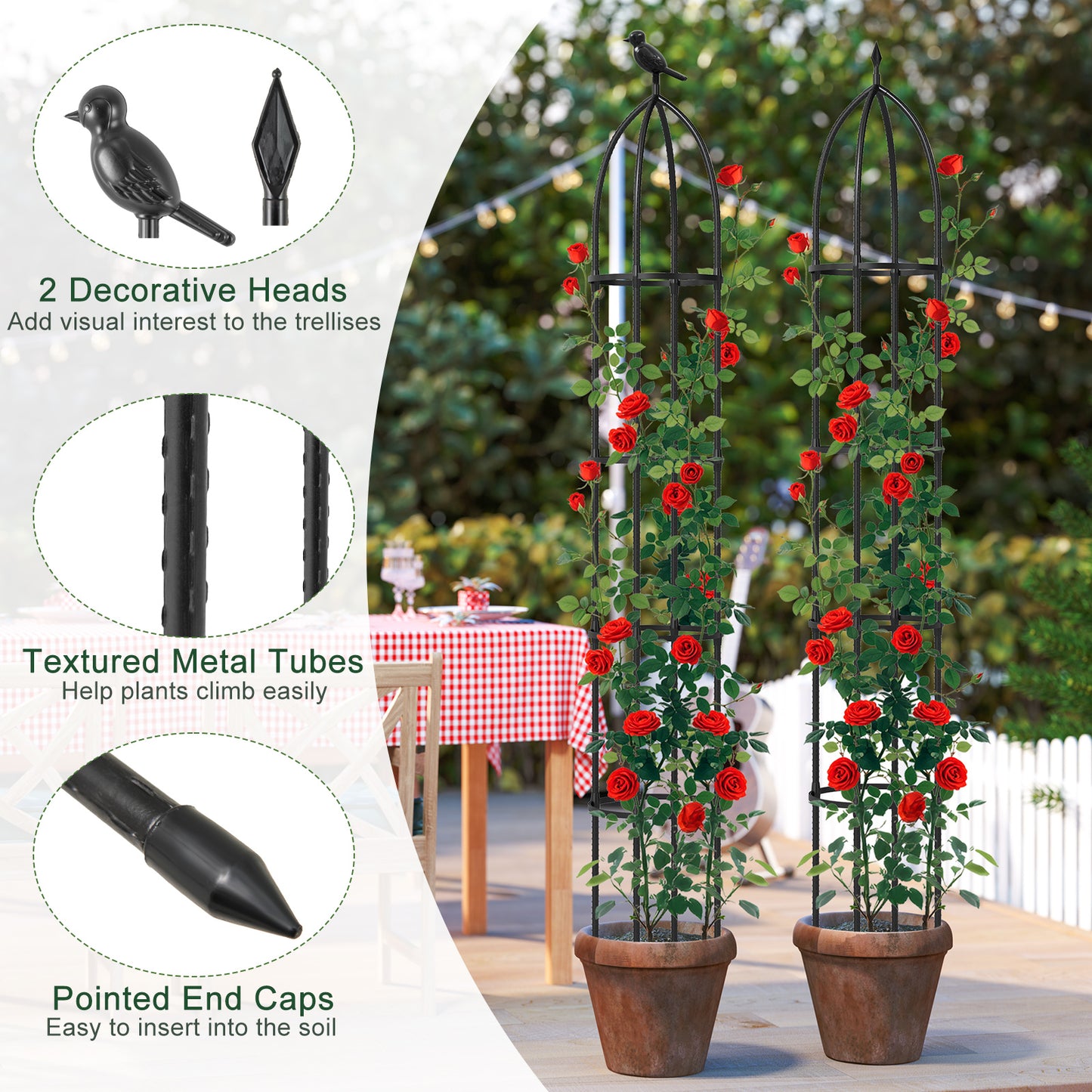 GIANTEX 2-Pack Garden Obelisk Trellis for Climbing Plants-Black
