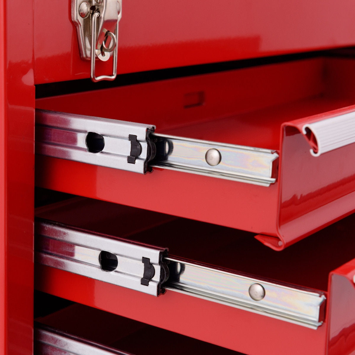 Portable Garage Mechanic Tool Cabinet Box with 3 Drawers-Red