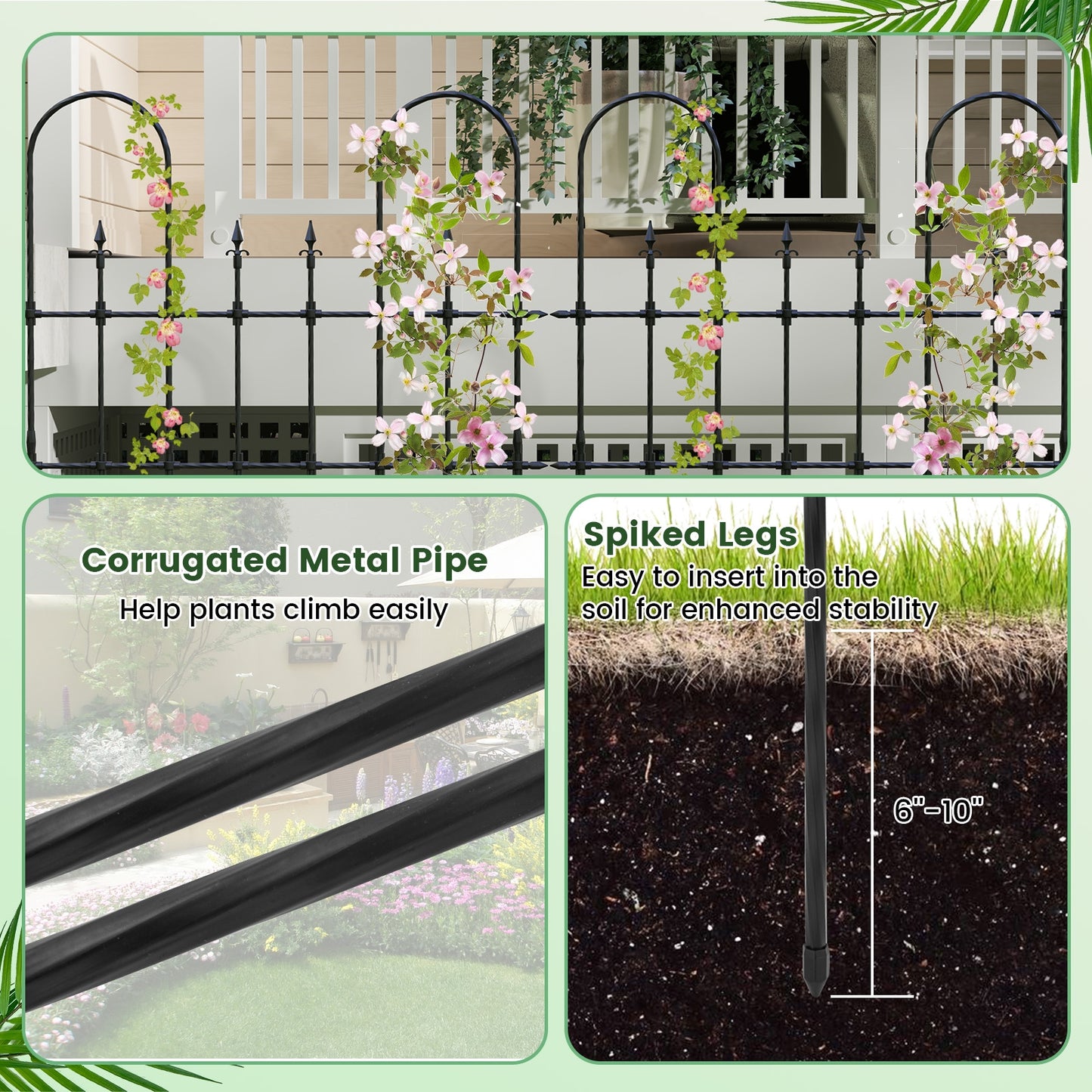 58 x 73 Inch Outdoor Garden Rose Arch Trellis for Climbing Plants