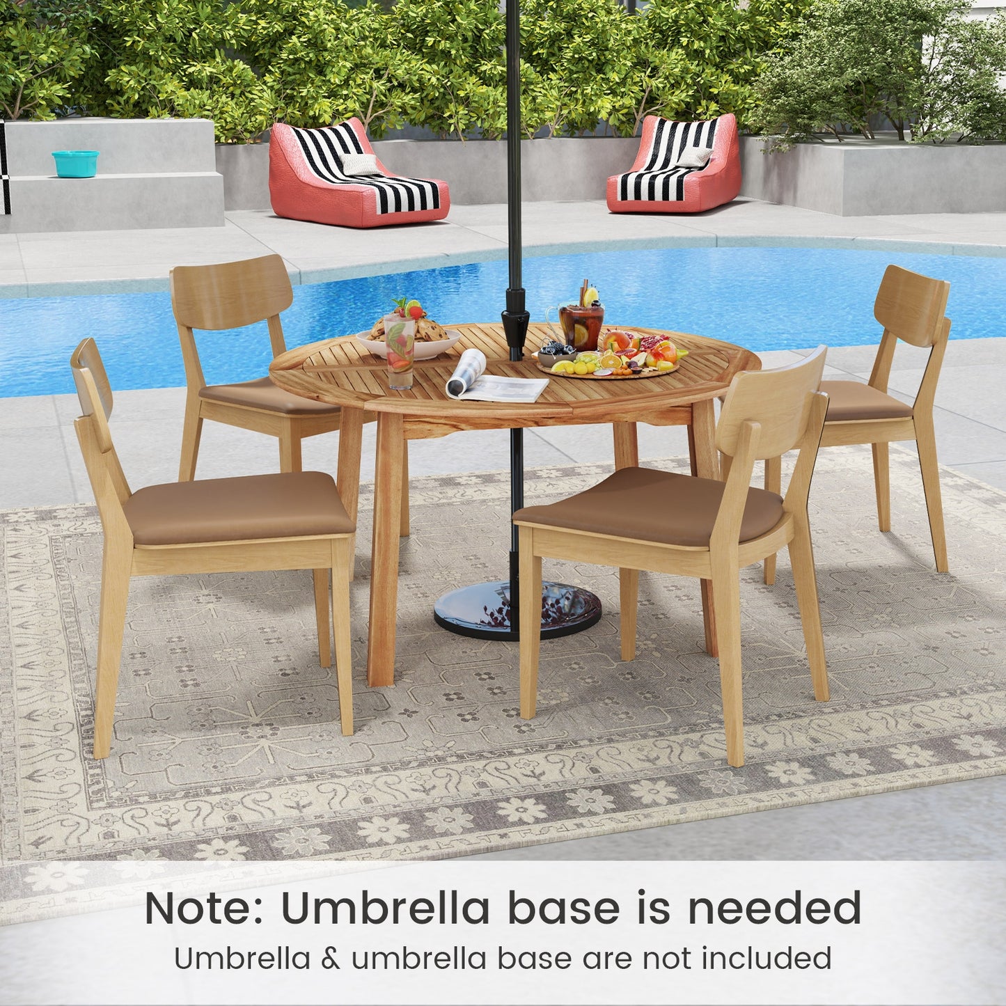 53 Inch Outdoor Acacia Wood Dining Table for 4-6 People