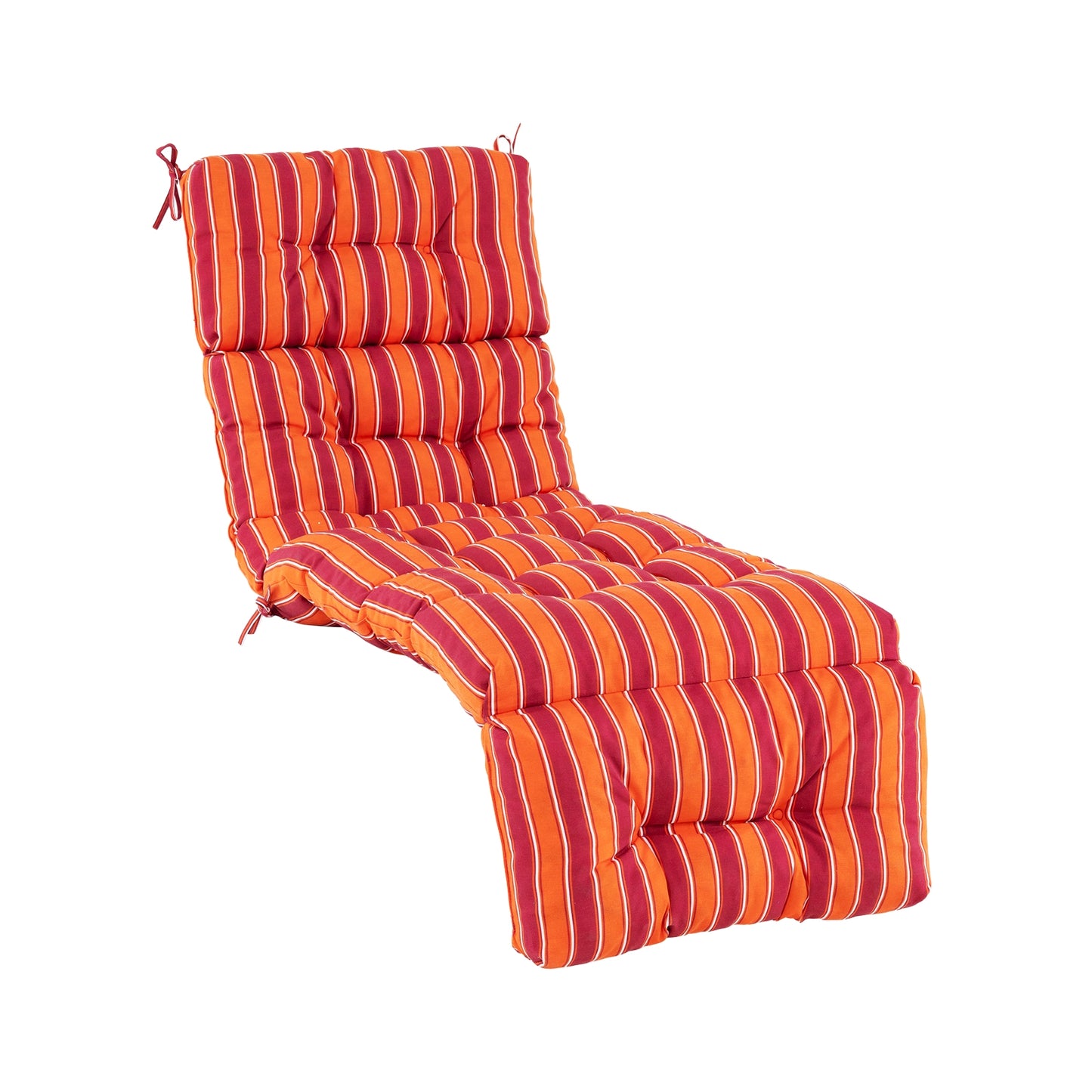 Outdoor Lounge Chaise Cushion with String Ties for Garden Poolside-Red