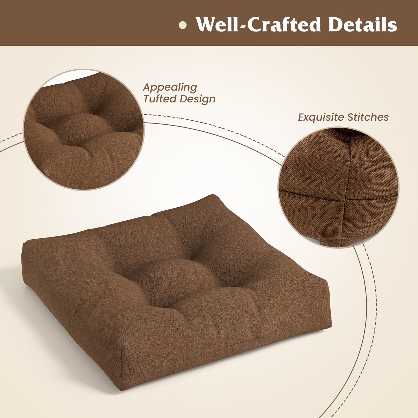 21 Inch x 21 Inch Patio Chair Seat Cushion Pads for Indoor and Outdoor-Coffee