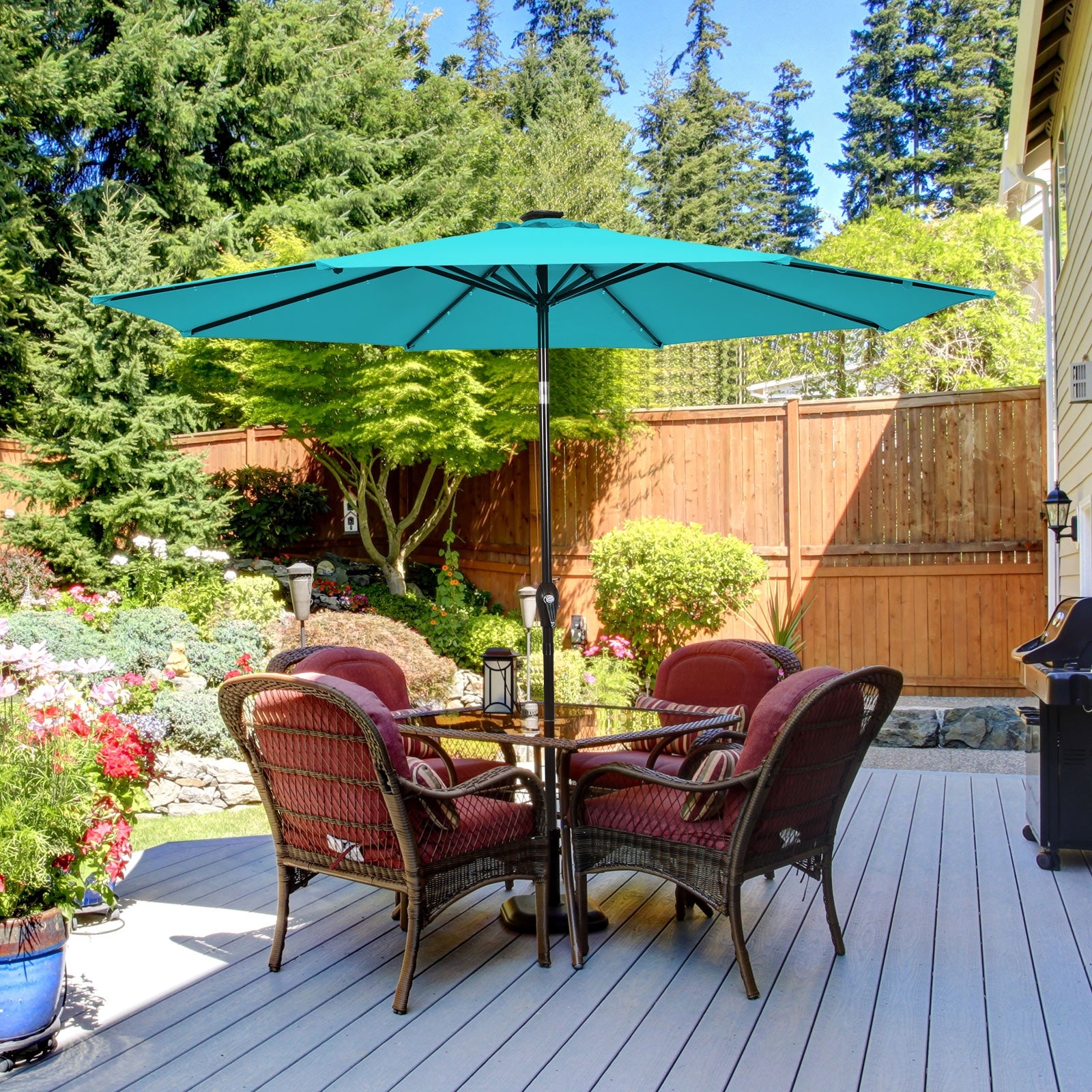 10 Feet Outdoor Patio Umbrella with Bright Solar LED Lights-Turquoise – LUV MY PATIO 10 Feet Outdoor Patio Umbrella with Bright Solar LED Lights-Turquoise – LUV MY PATIO