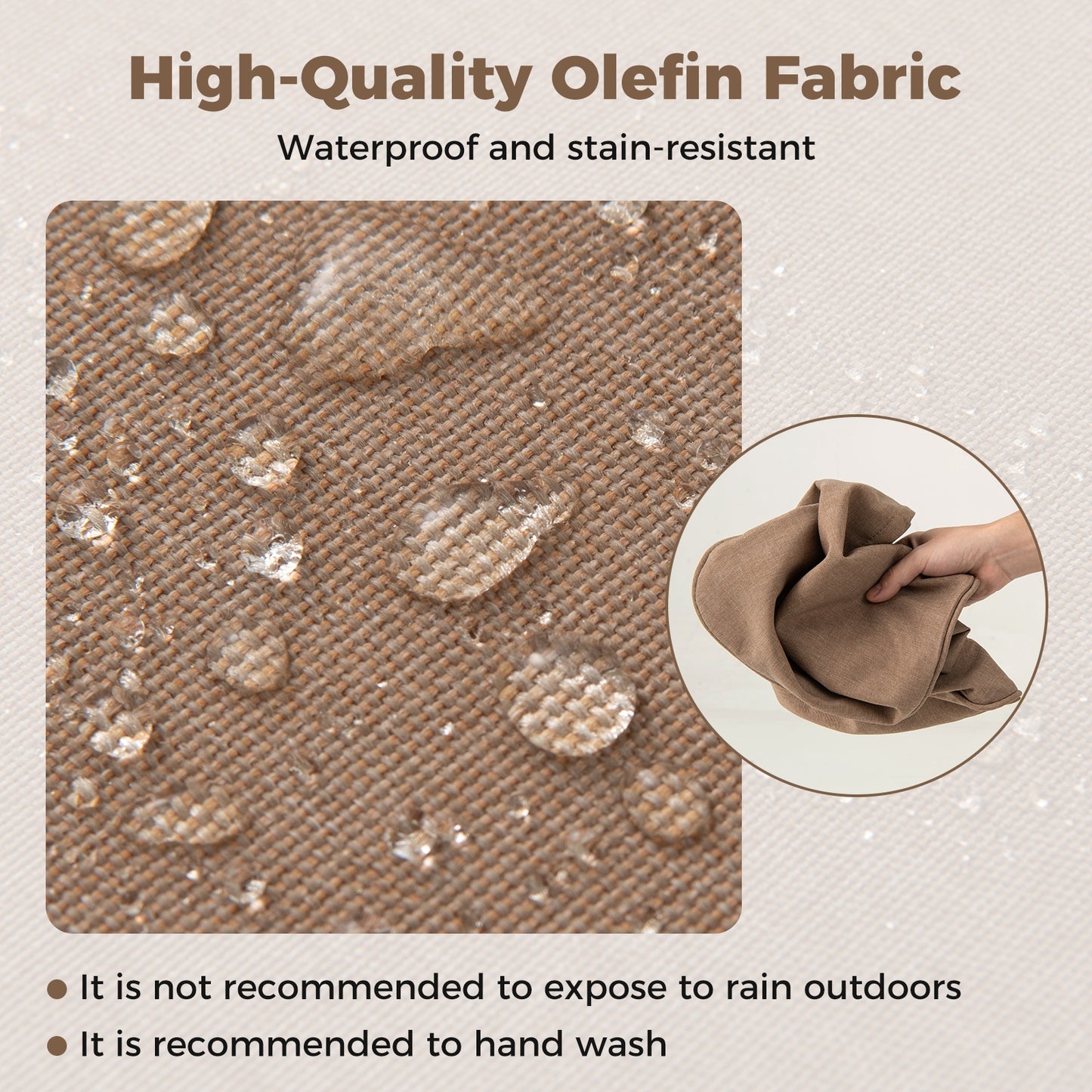 2-Pack Outdoor Patio Cushion Set with Removable Covers-Brown