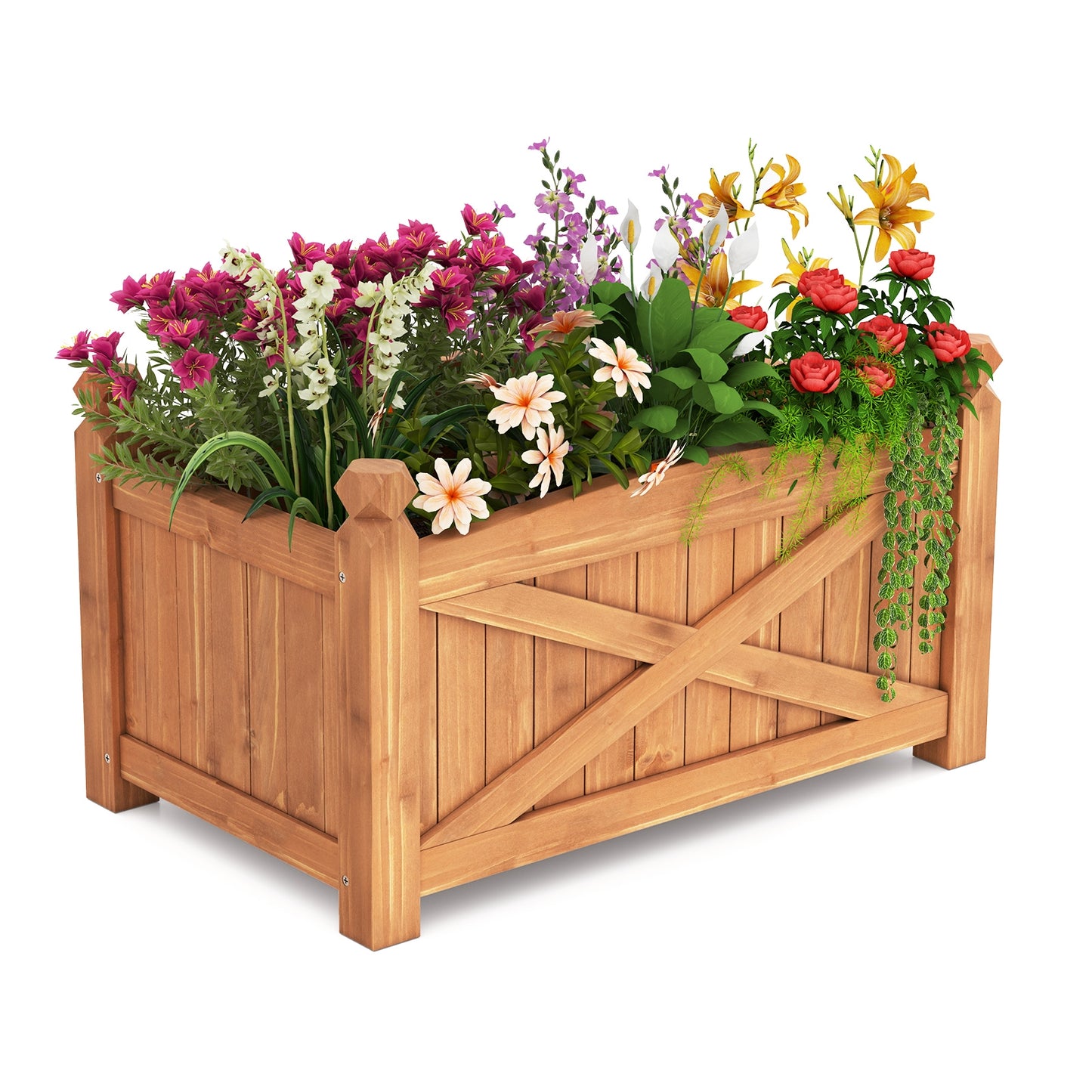 Wooden Raised Garden Bed Drainage Holes for Patio Garden-S