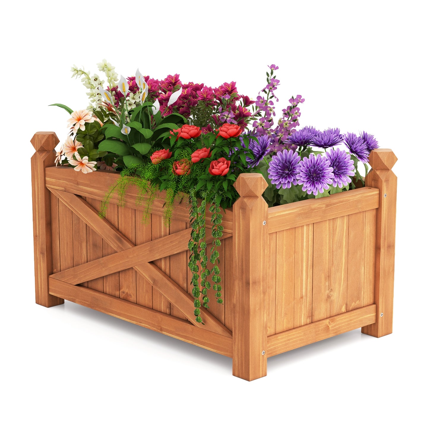 Wooden Raised Garden Bed Drainage Holes for Patio Garden-S