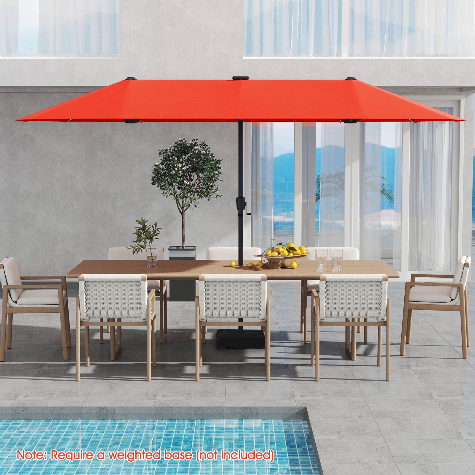 13 FT Large Patio Umbrella with LED Solar Lights and Crank Handle-Oran – LUV MY PATIO 13 FT Large Patio Umbrella with LED Solar Lights and Crank Handle-Oran – LUV MY PATIO