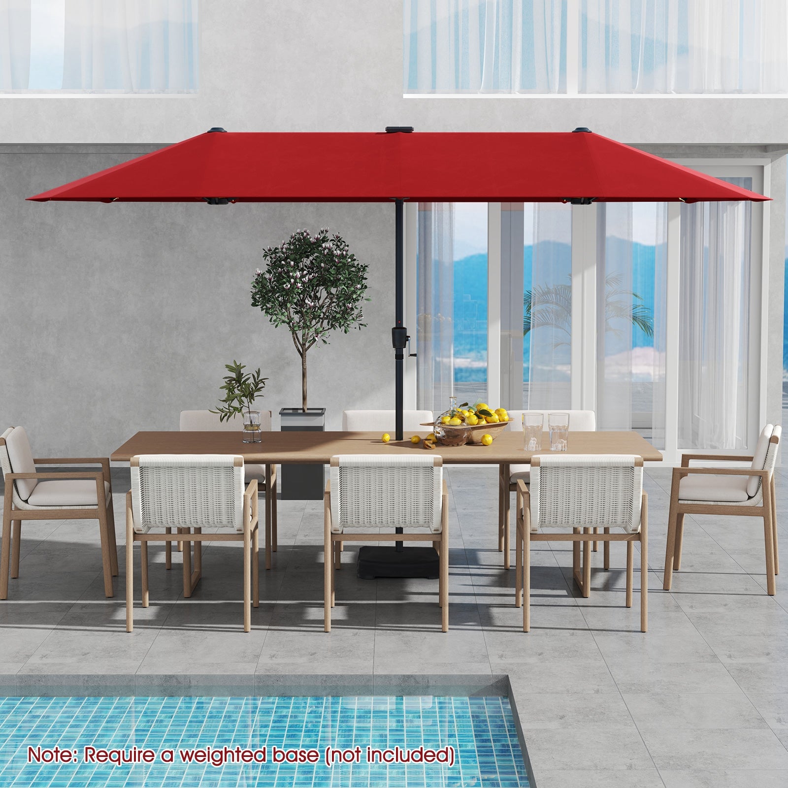 13 ft patio umbrella with crank 13 FT Large Patio Umbrella with LED Solar Lights and Crank Handle-Red – LUV MY PATIO