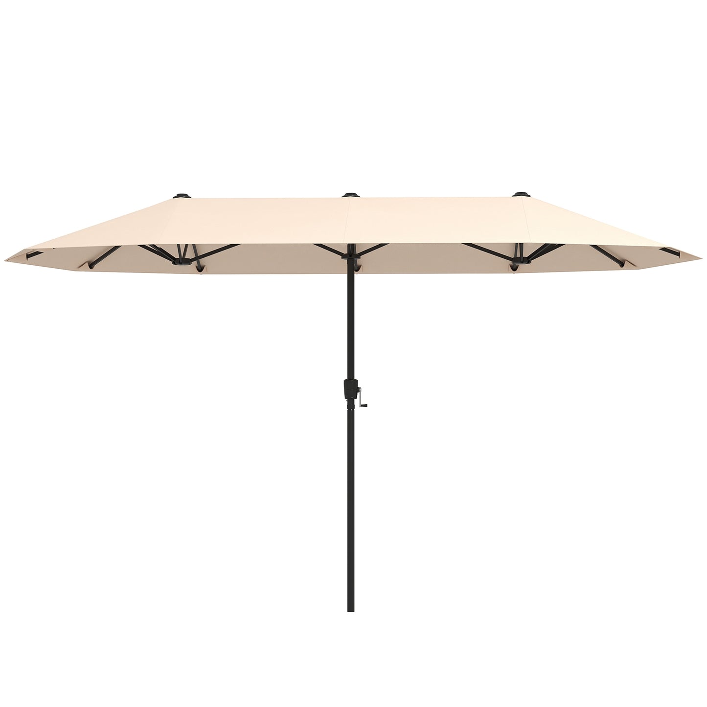 13 FT Large Patio Umbrella Outdoor Double-Sided Table Market Umbrella with Crank Handle-Beige