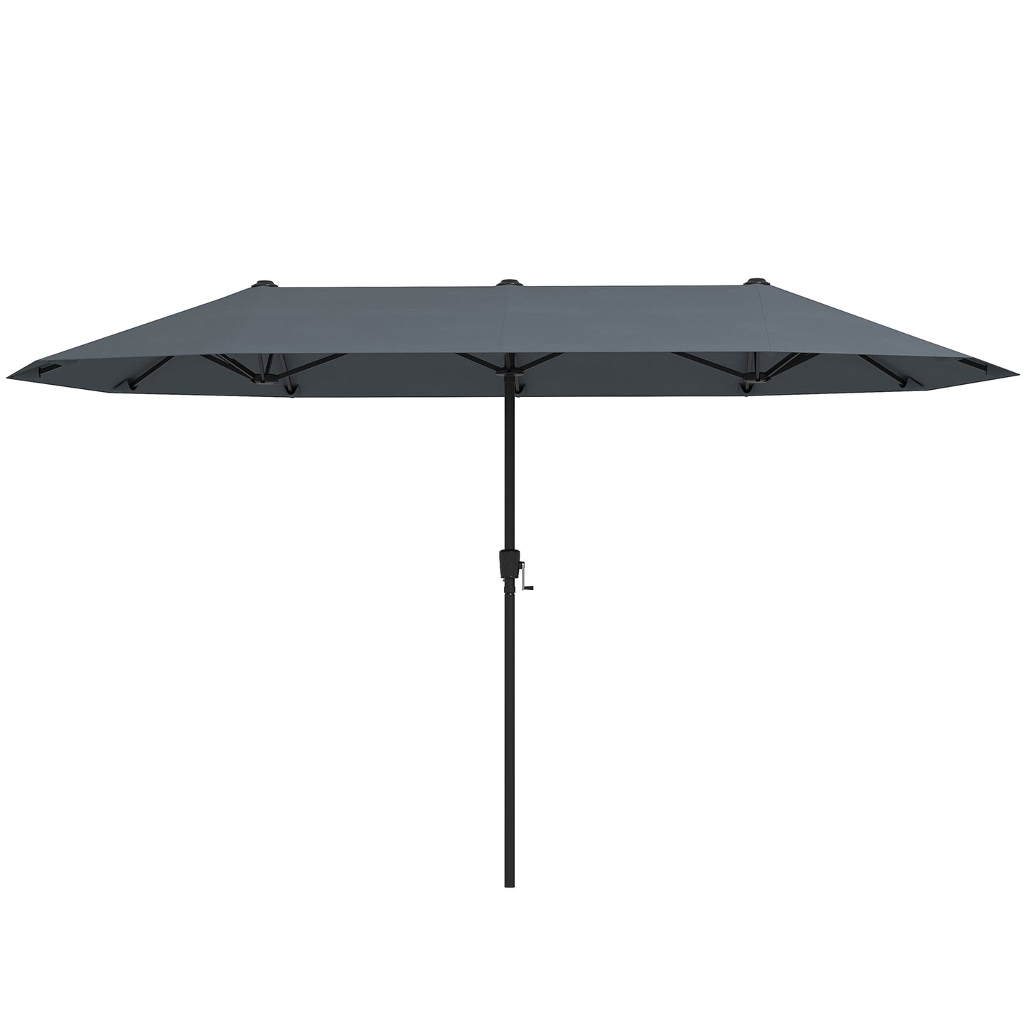 13 FT Large Patio Umbrella Outdoor Double-Sided Table Market Umbrella with Crank Handle-Gray