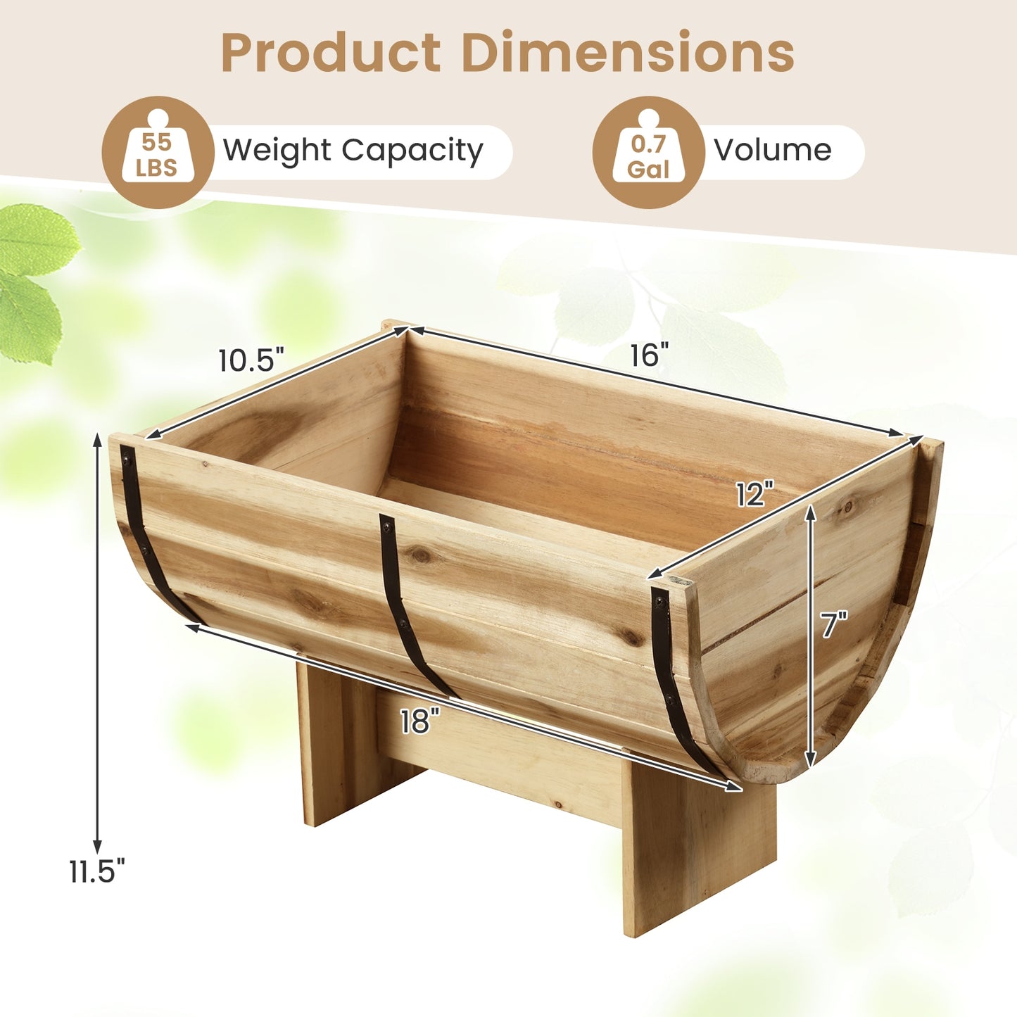 Outdoor Wooden Planter with Legs for Flower Herb Vegetable Fruit