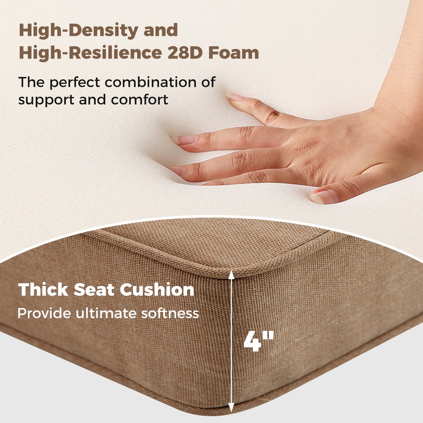 Set of 4 Outdoor Patio Cushion Set with Removable Covers-Brown