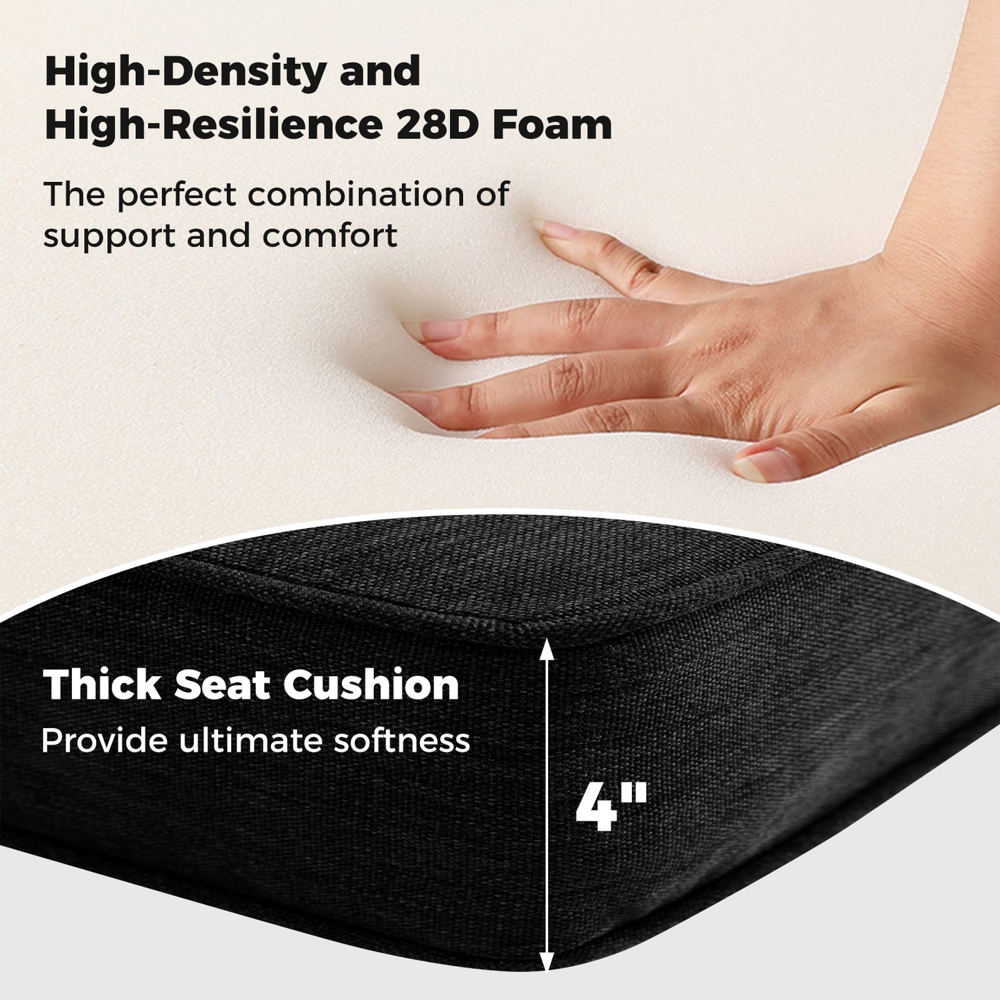 Set of 4 Outdoor Patio Cushion Set with Removable Covers-Black
