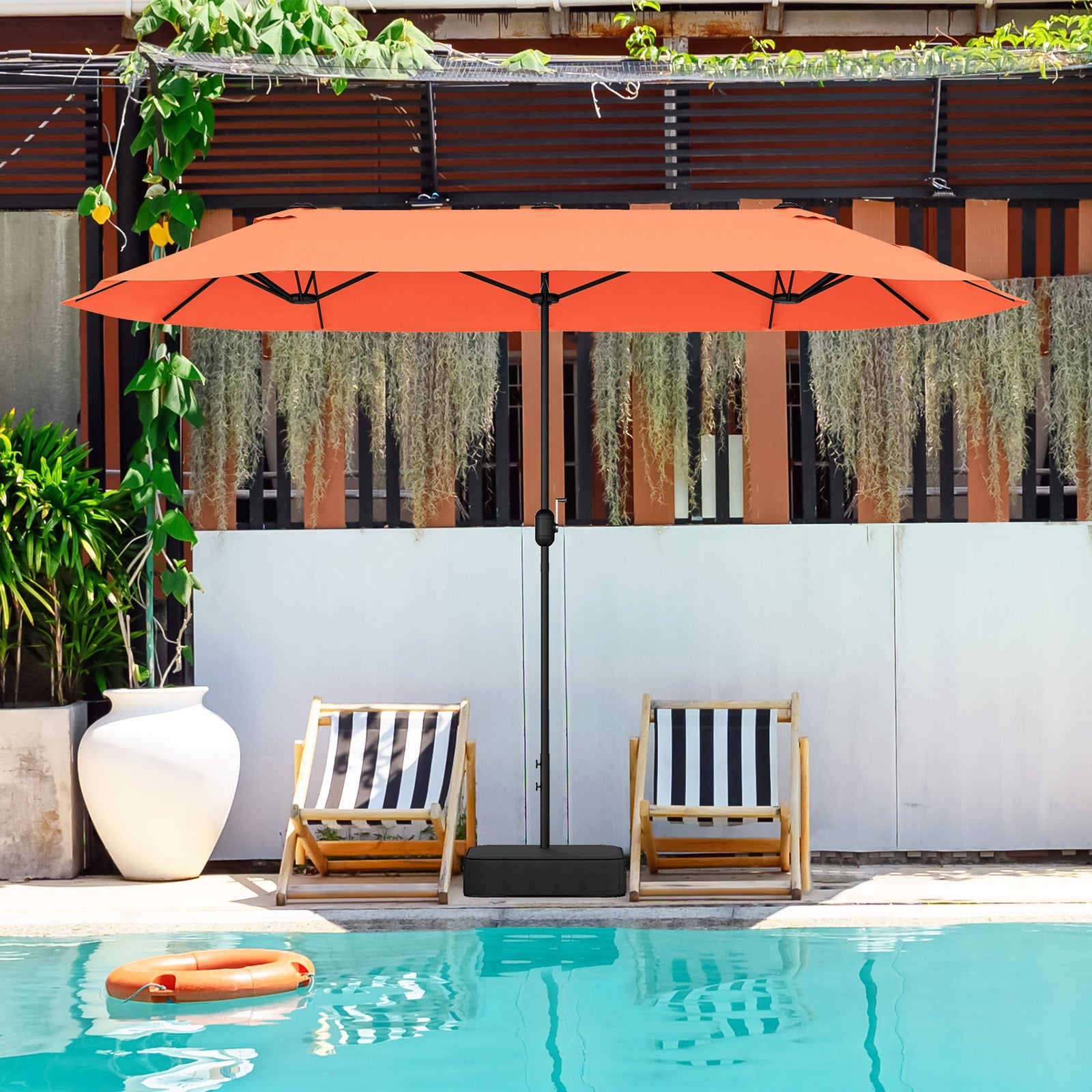 13 Feet Double-Sided Patio Twin Table Umbrella with Crank Handle-Orang – LUV MY PATIO 13 Feet Double-Sided Patio Twin Table Umbrella with Crank Handle-Orang – LUV MY PATIO
