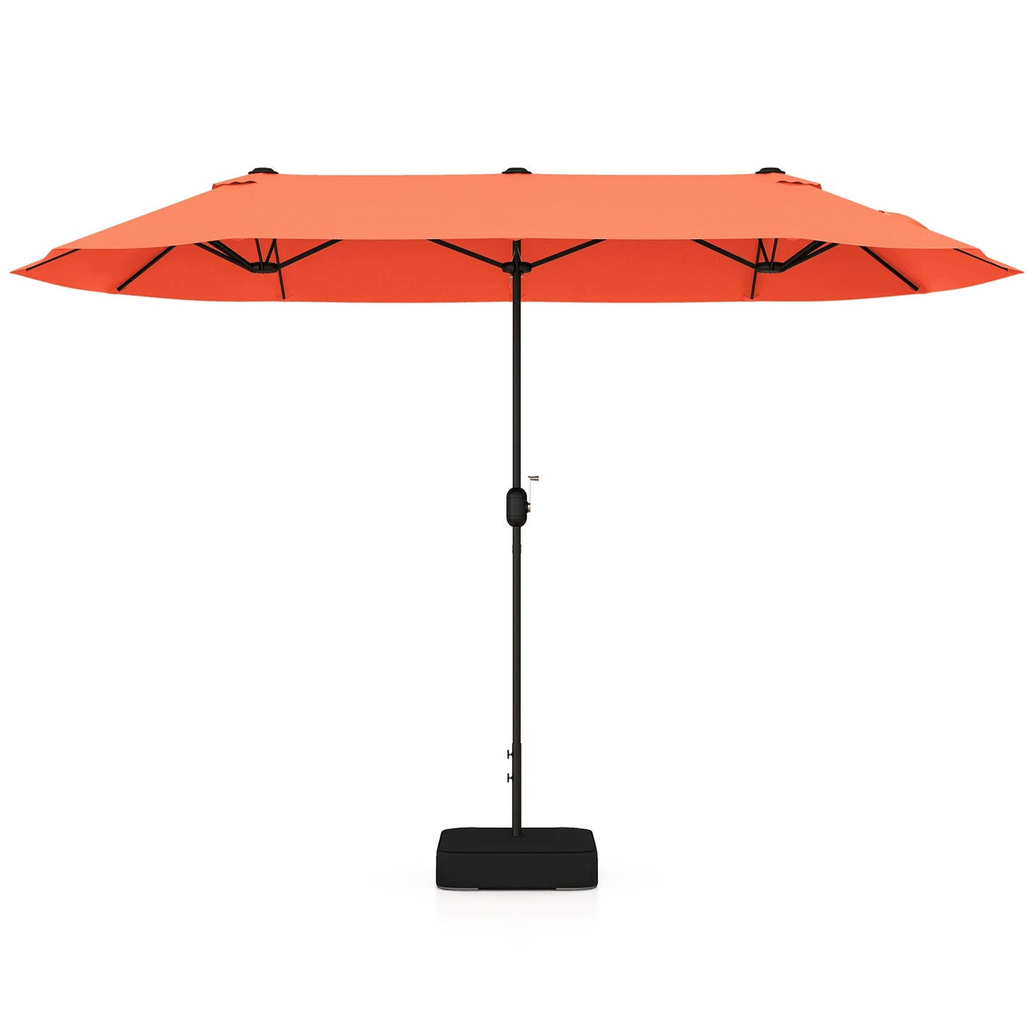 13 Feet Double-Sided Patio Twin Table Umbrella with Crank Handle-Orange
