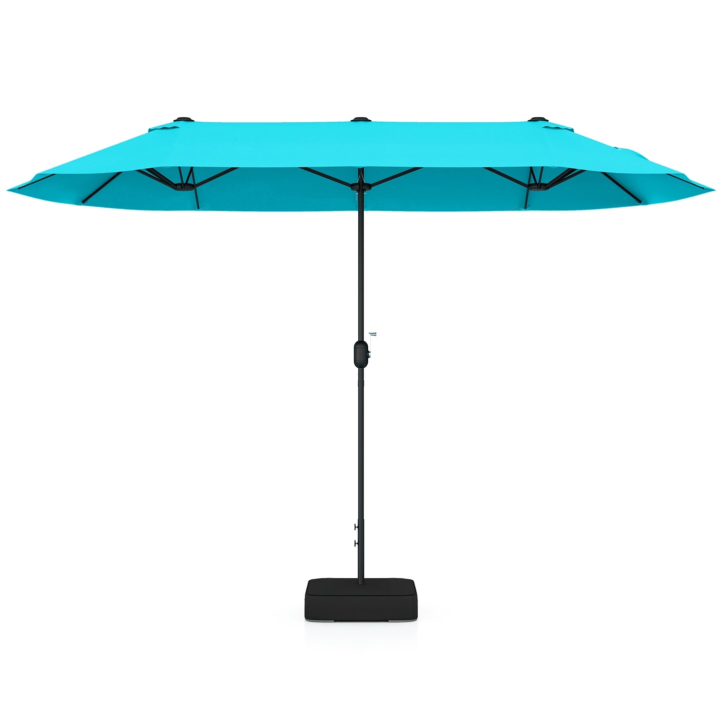 13 Feet Double-Sided Patio Twin Table Umbrella with Crank Handle-Turquoise