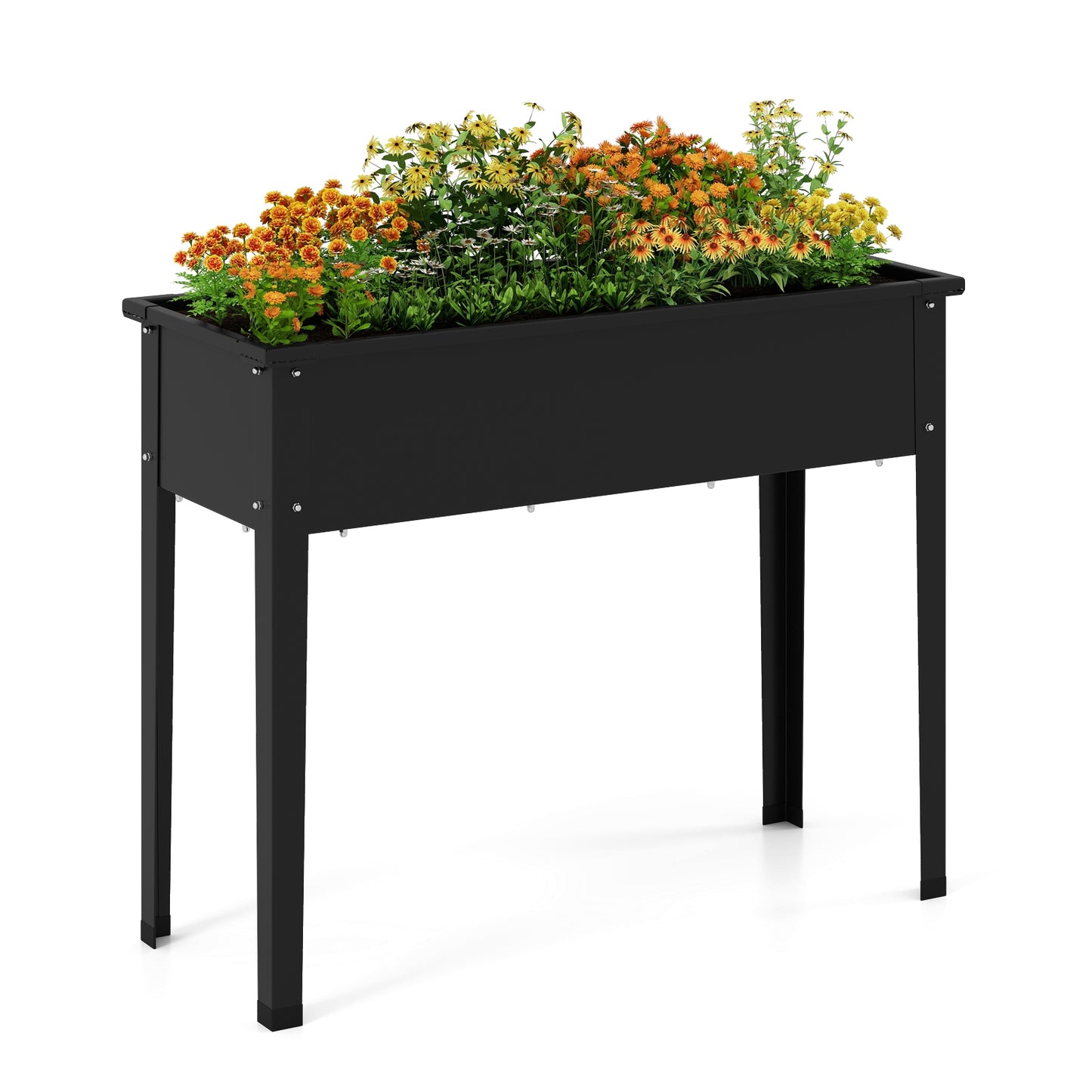Raised Garden Bed Elevated Metal Planter Box with Legs Drainage Holes-M
