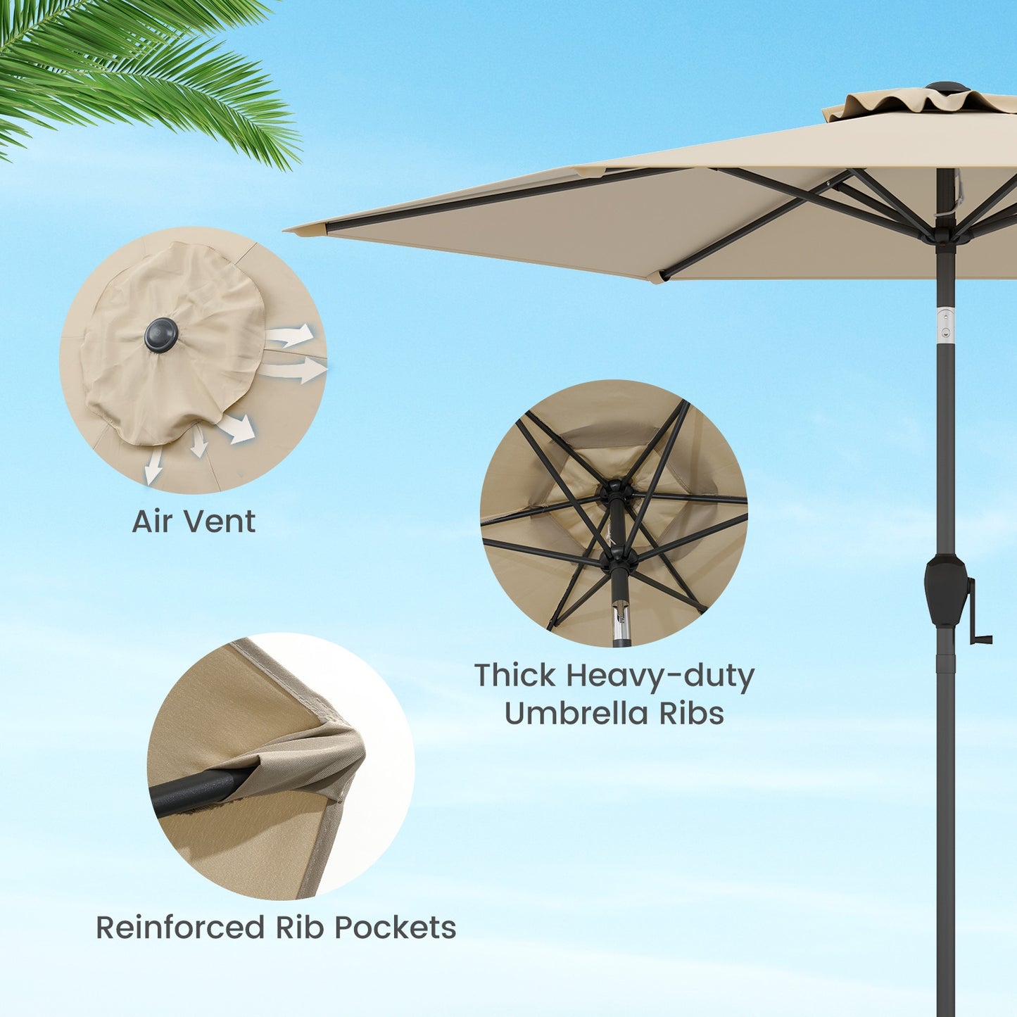 7.5 feet Outdoor Patio Heavy Duty Market Umbrella with Push Button Tilt-Beige