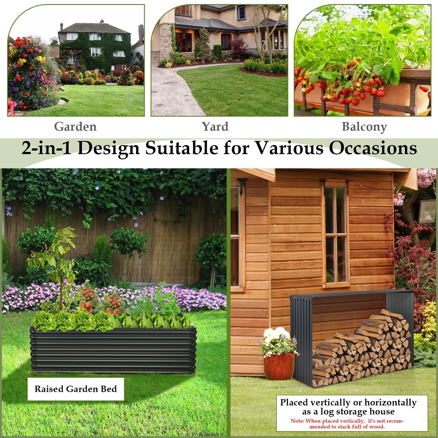 71 Inch Galvanized Metal Raised Garden Bed for Garden Backyard-Dark Gray